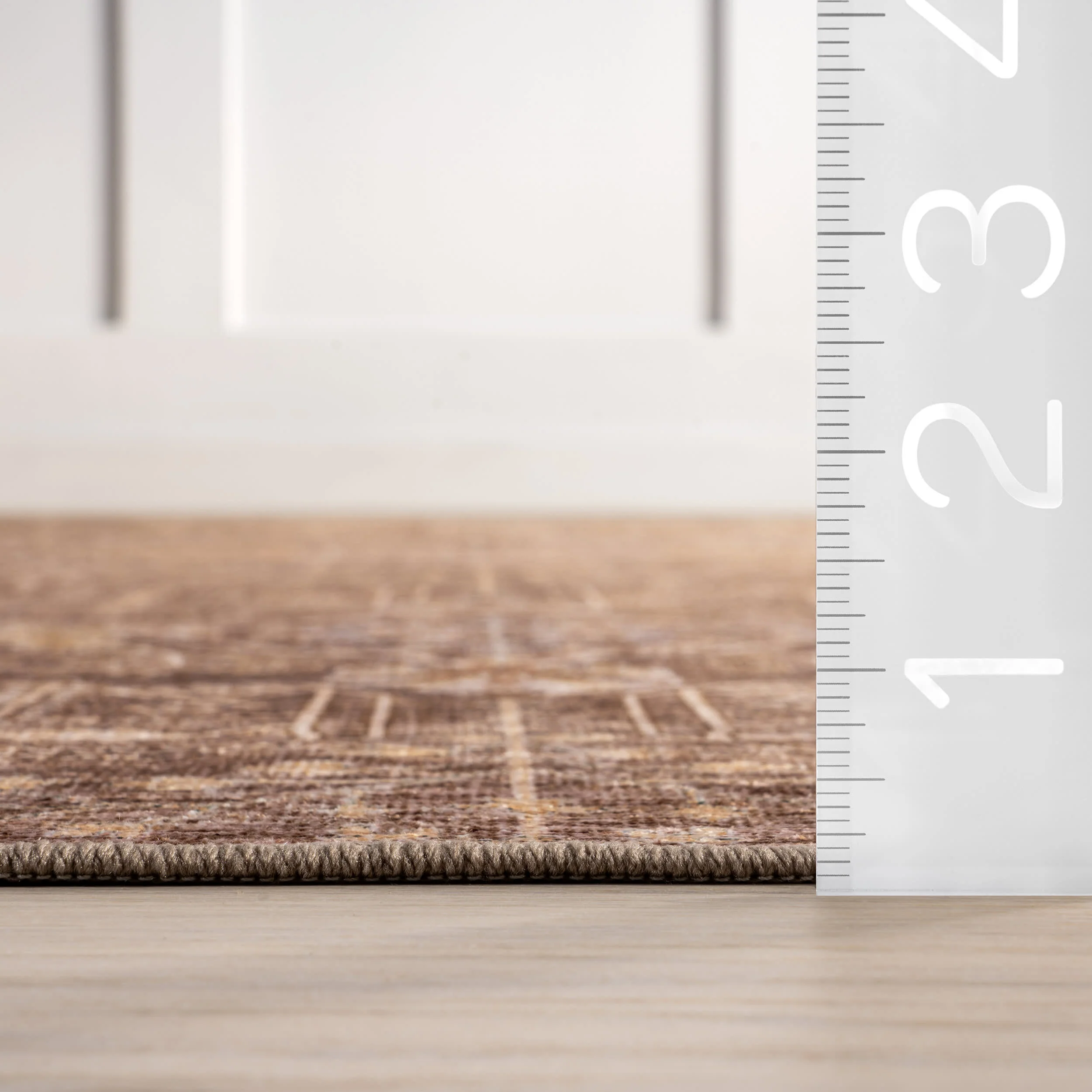 McKenna Floral Spill Proof Washable Rug | Brown - Image 6