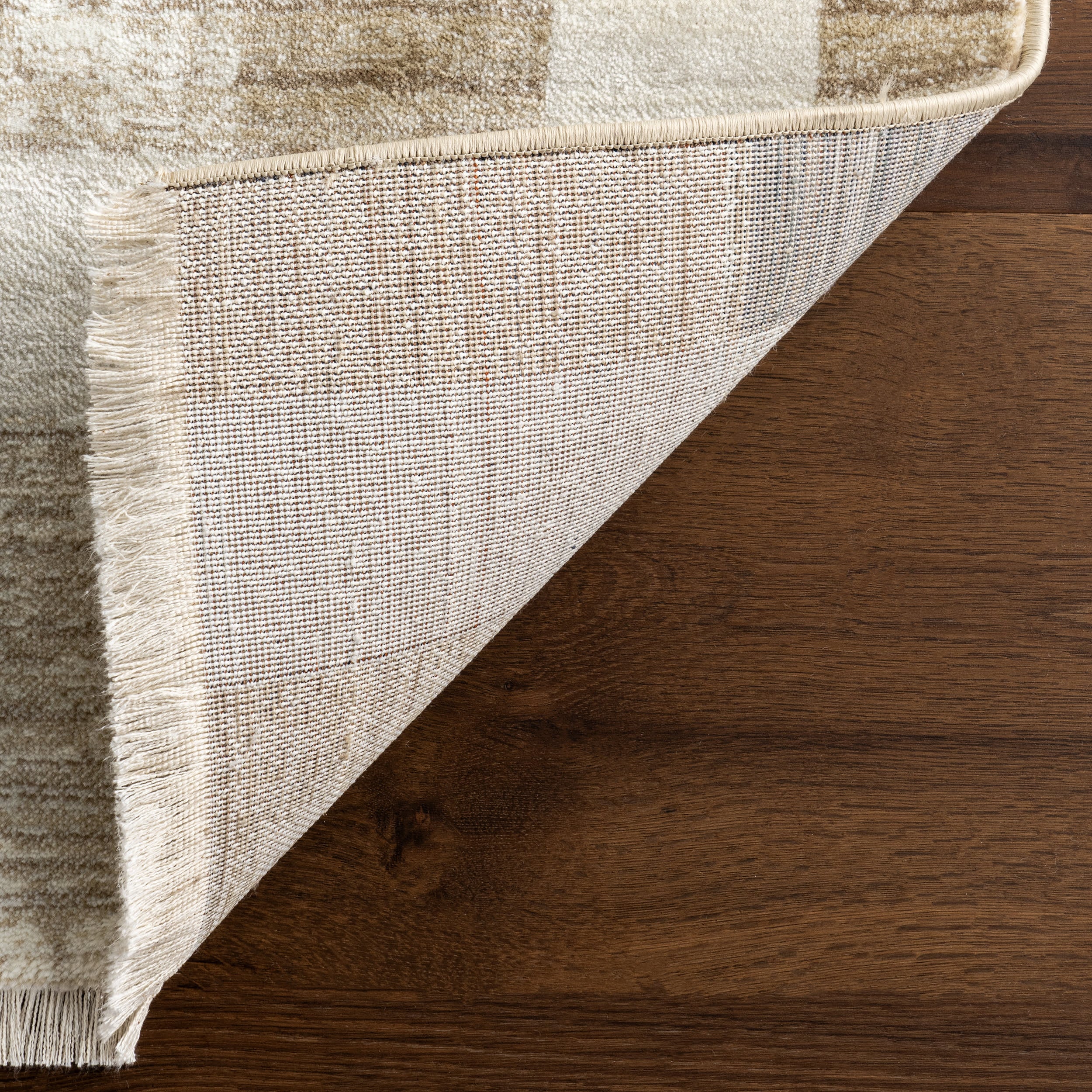 Mckinley Vintage Plaid Fringed Rug | Light Beige - Image 7