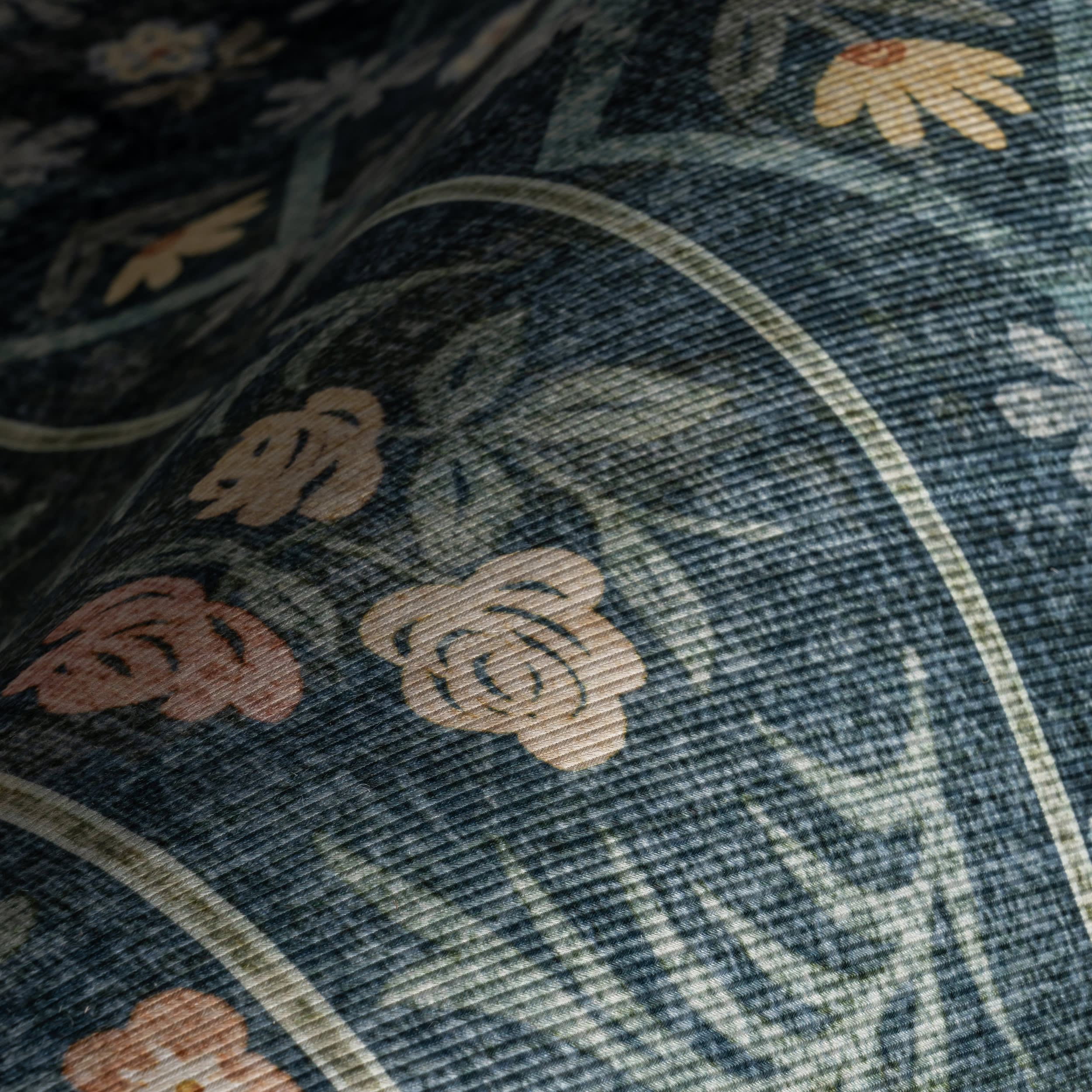Meadow Floral Washable Rug | Teal - Image 3