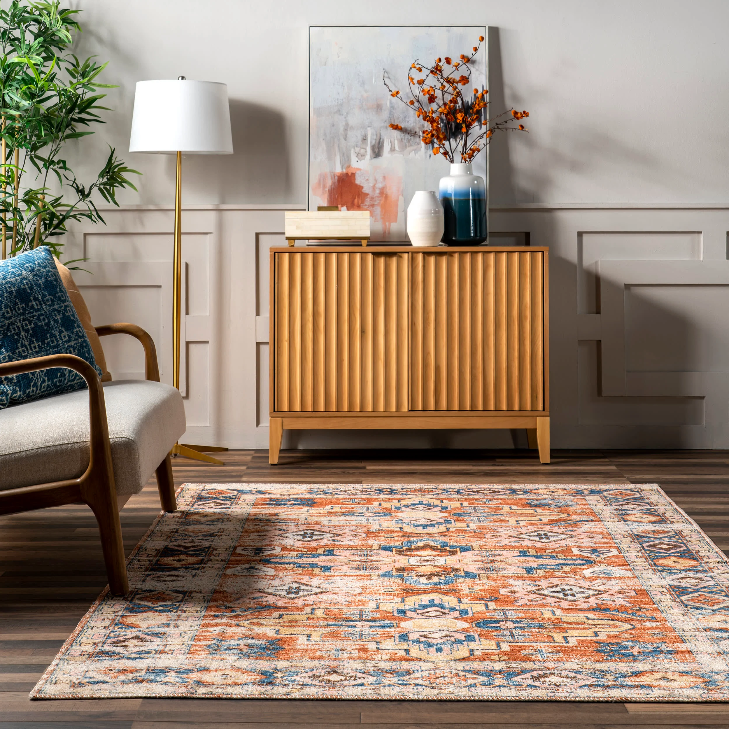 Meaghan Fading Persian Washable Rug | Rust - Image 4