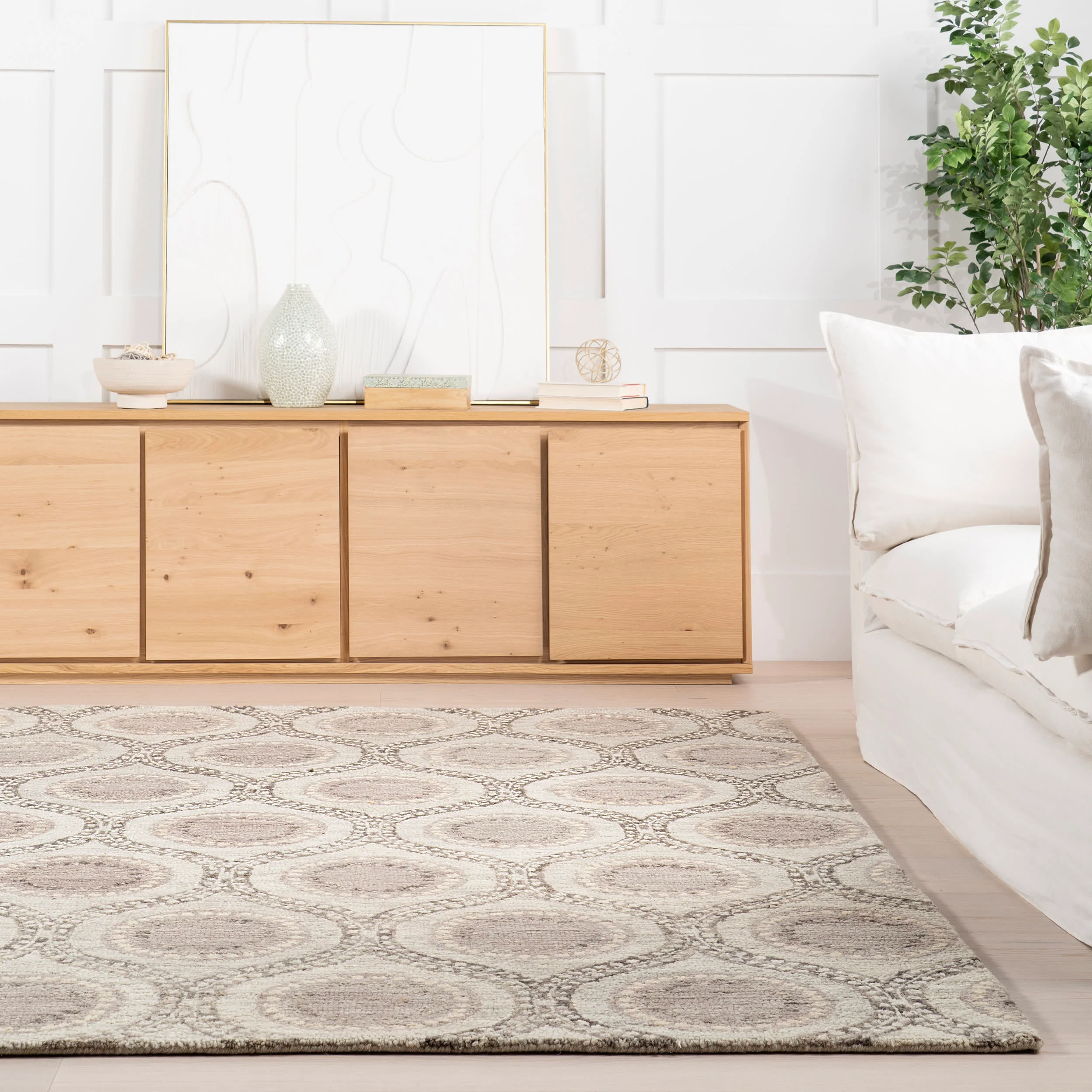 Medallion Hand Tufted Wool Rug | Grey - Image 4