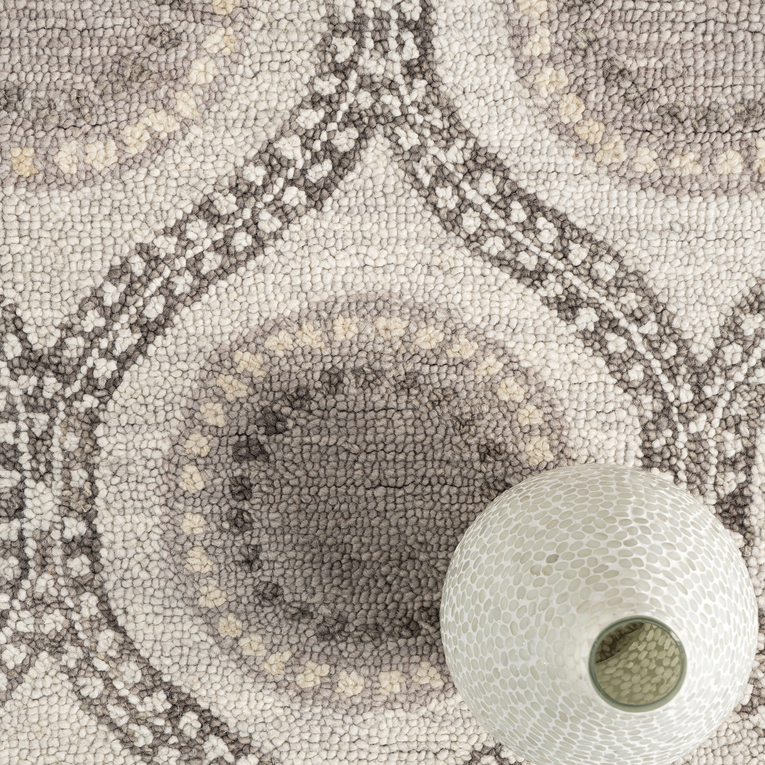 Medallion Hand Tufted Wool Rug | Grey - Image 7