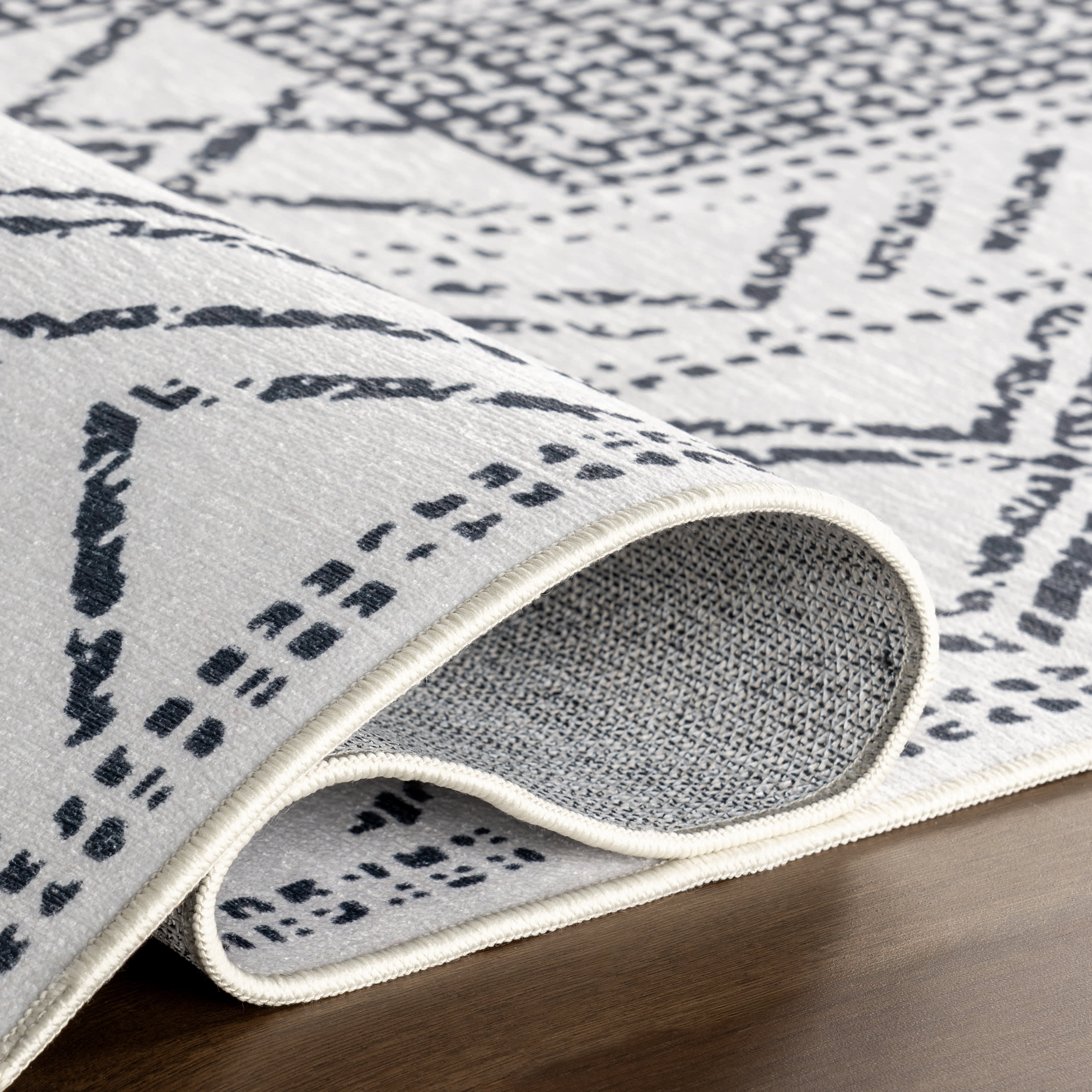 Medallion Spill Proof Washable Rug | Light Grey - Image 9