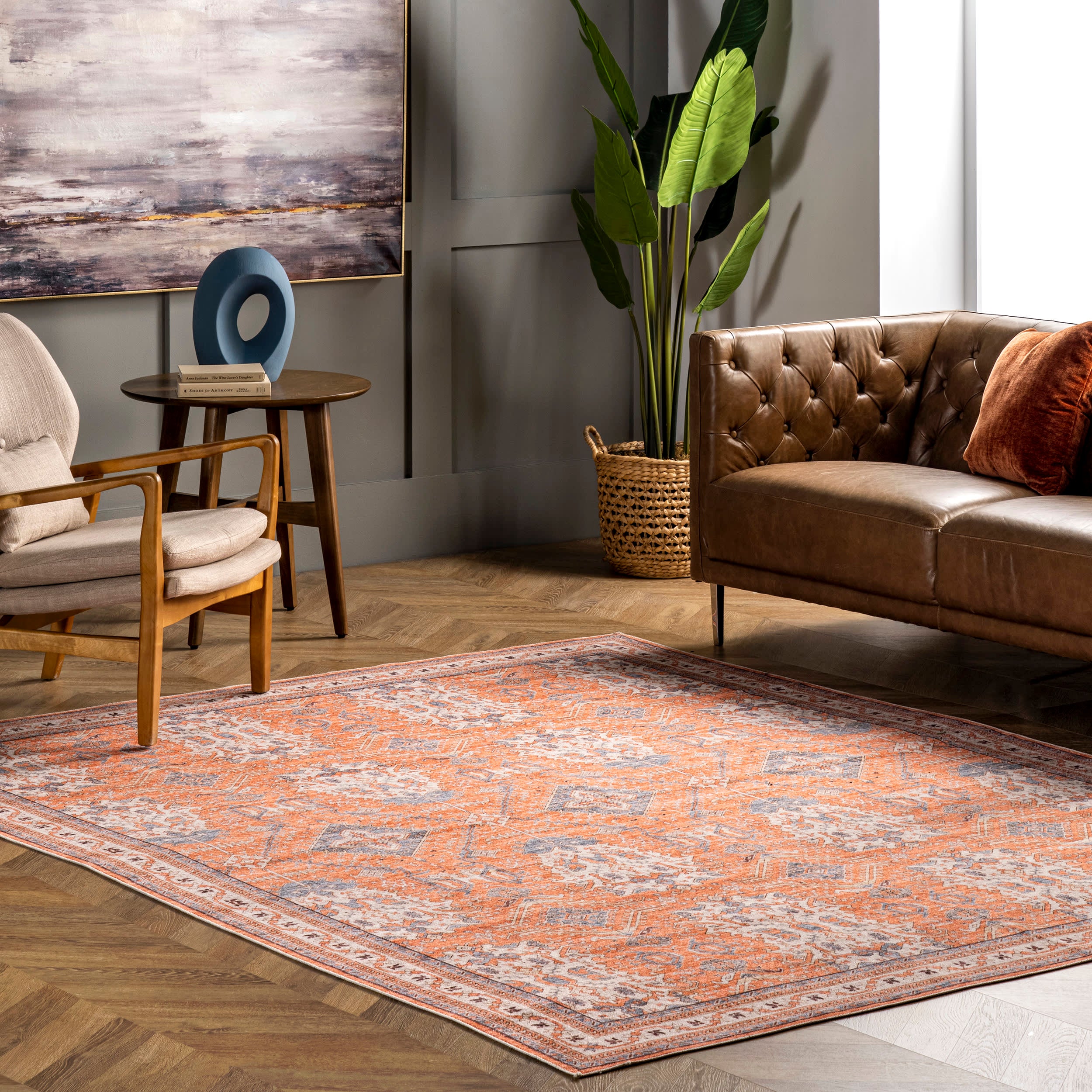 Medallion Washable Rug | Rust - Image 2