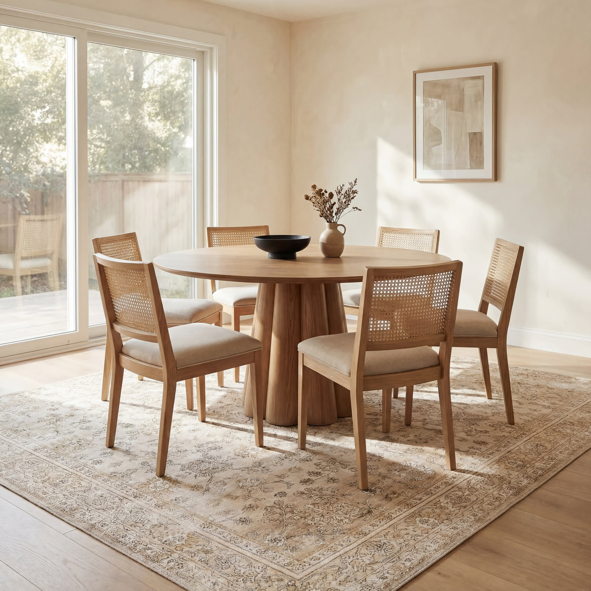 Meena Fading Garden Spill Proof Washable Rug | Beige - Image 7