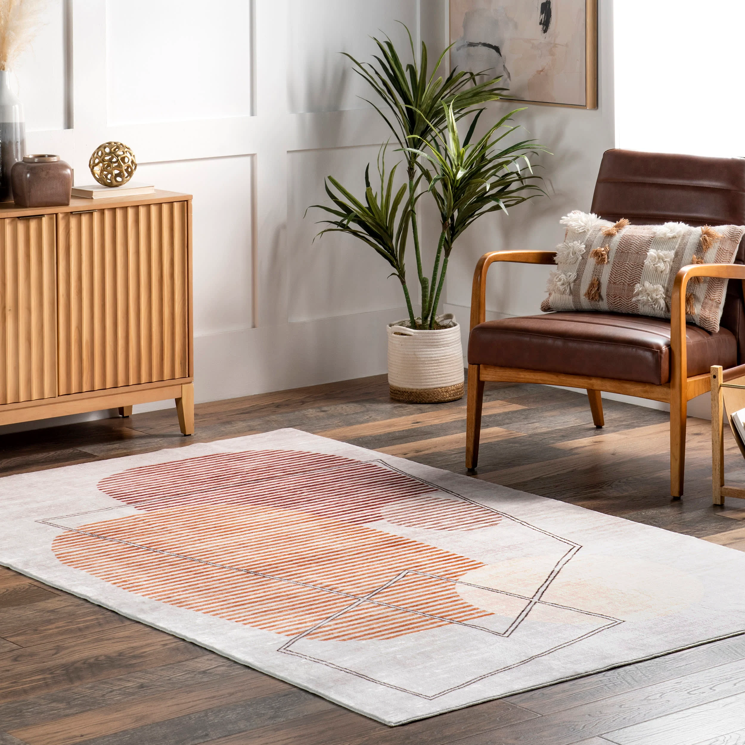 Megham Modern Artform Washable Rug | Multicolor - Image 2