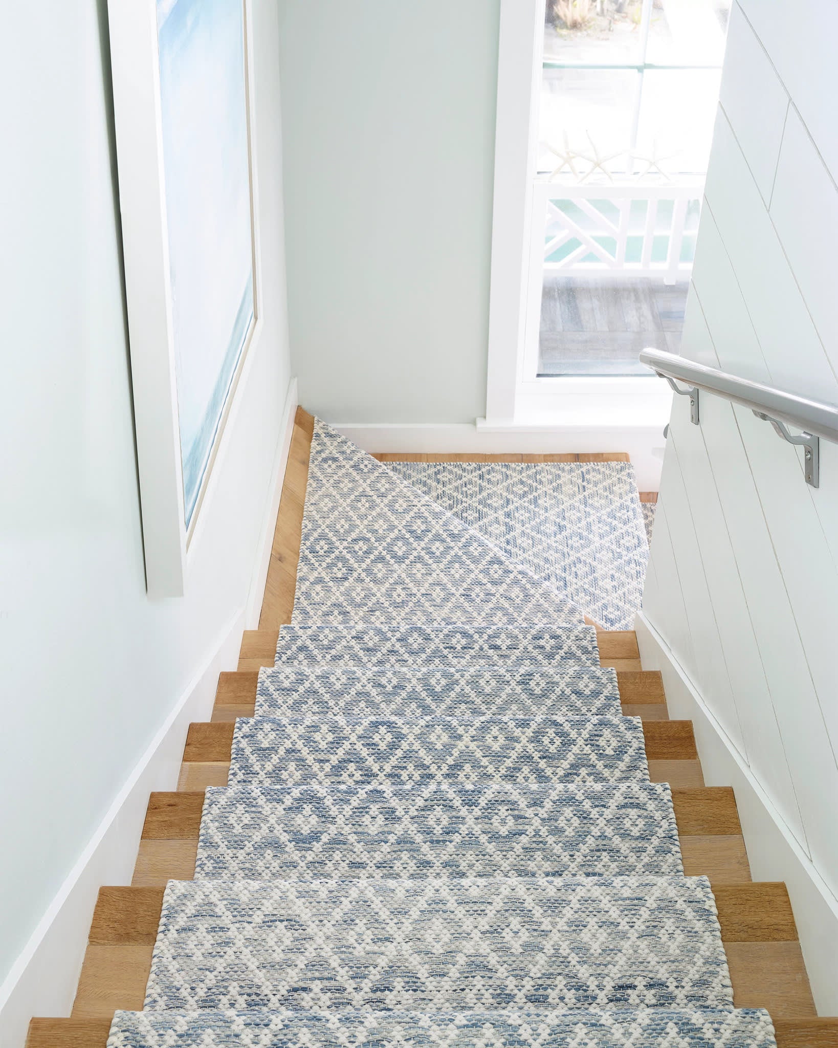 Melange Diamond Handwoven Cotton Rug | Blue - Image 3