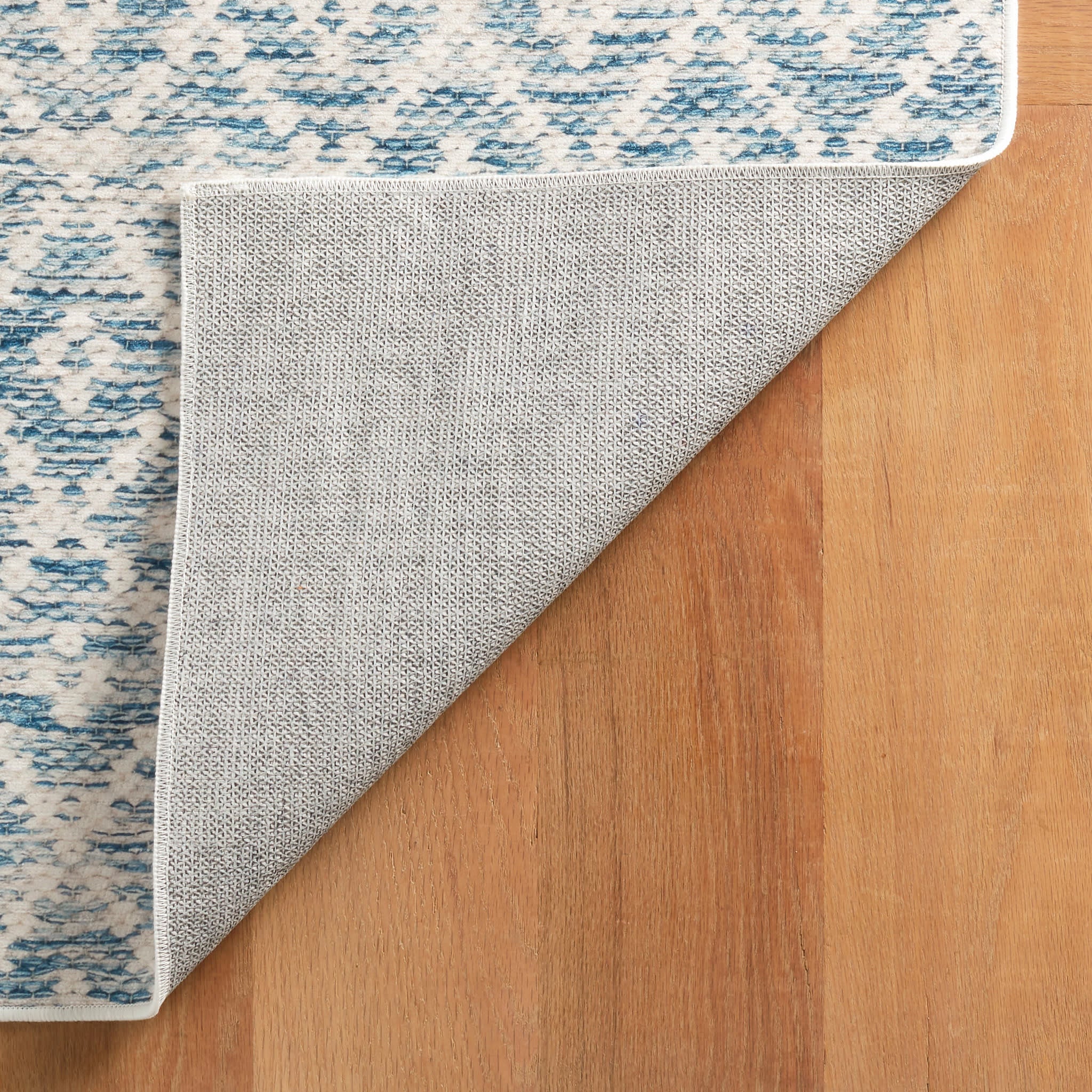 Melange Diamond Machine Washable Rug | Blue - Image 6