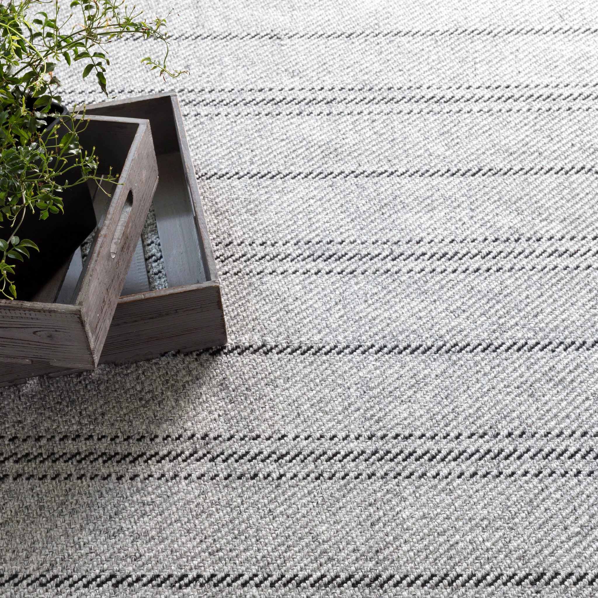 Melange Stripe Handwoven Indoor/Outdoor Rug | Grey/Black - Image 3