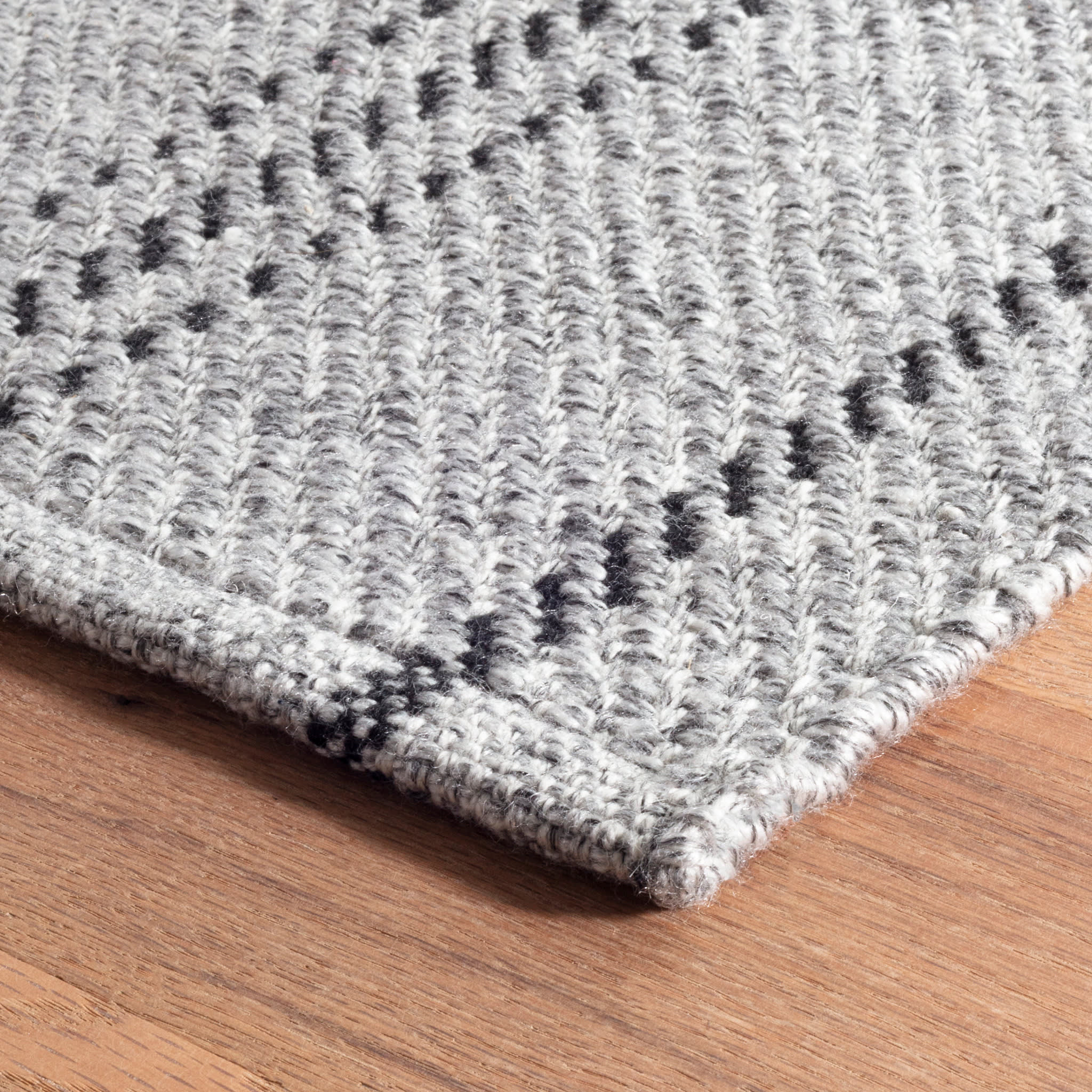 Melange Stripe Handwoven Indoor/Outdoor Rug | Grey/Black - Image 4