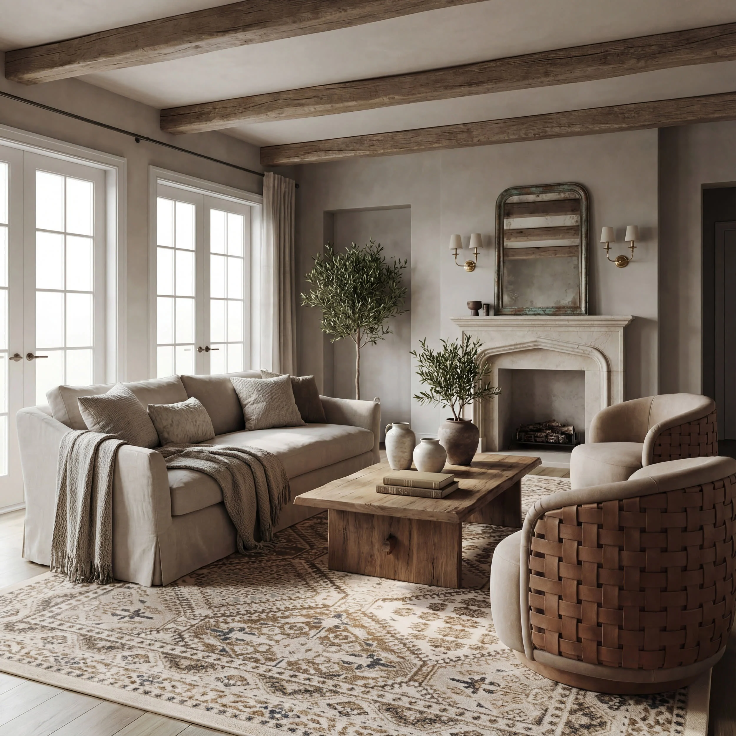 Melange Tiles Rug | Beige - Image 2