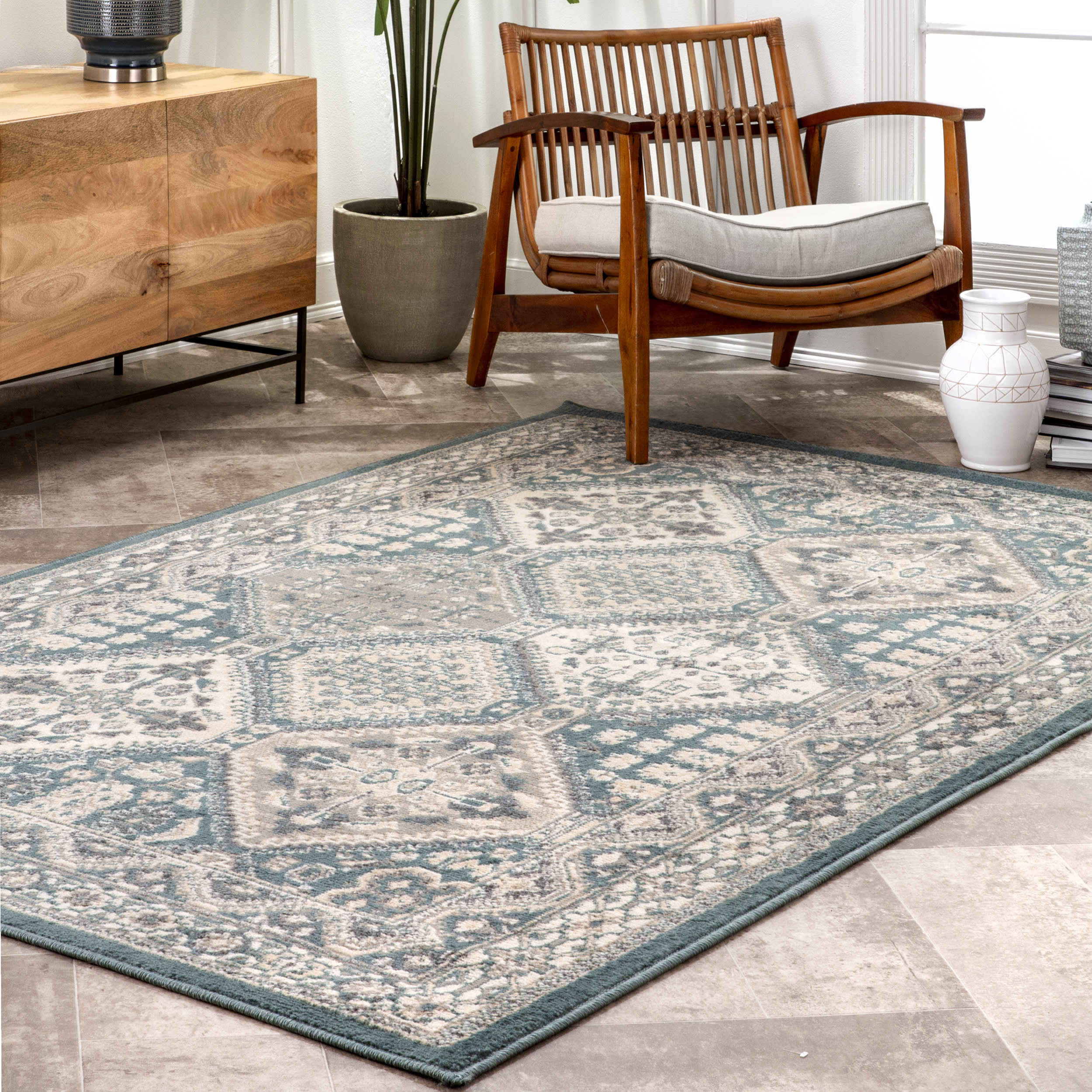 Melange Tiles Rug | Blue - Image 2