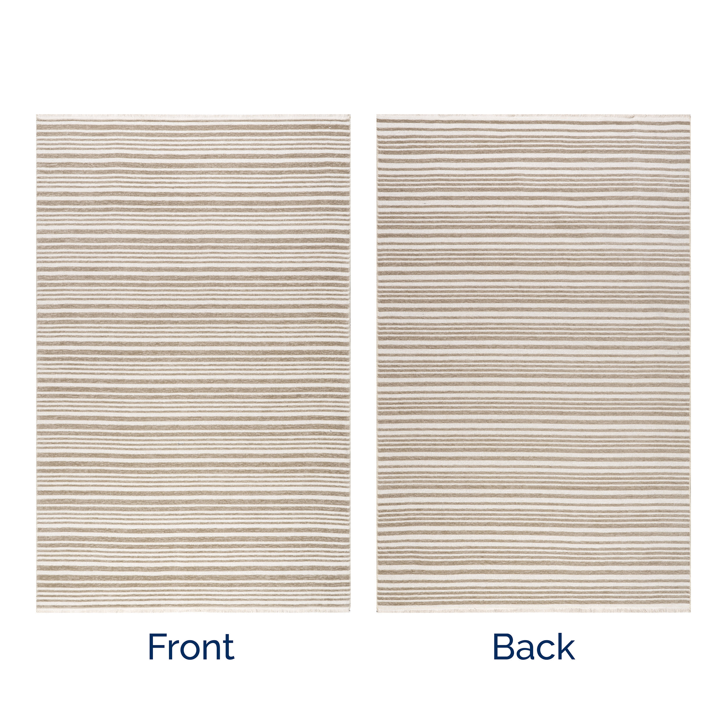 Melany Striped Reversible Washable Rug | Taupe - Image 11