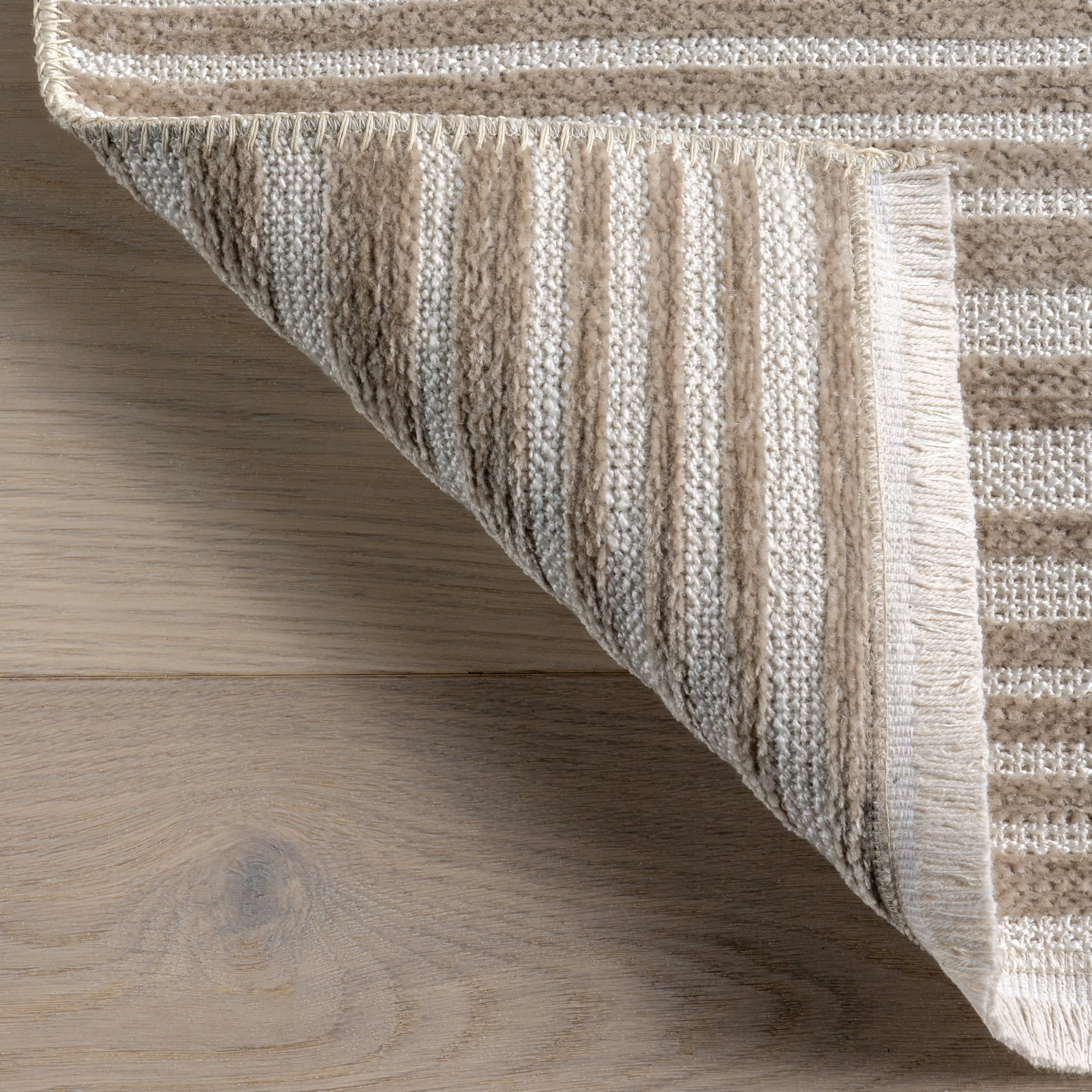 Melany Striped Reversible Washable Rug | Taupe - Image 8
