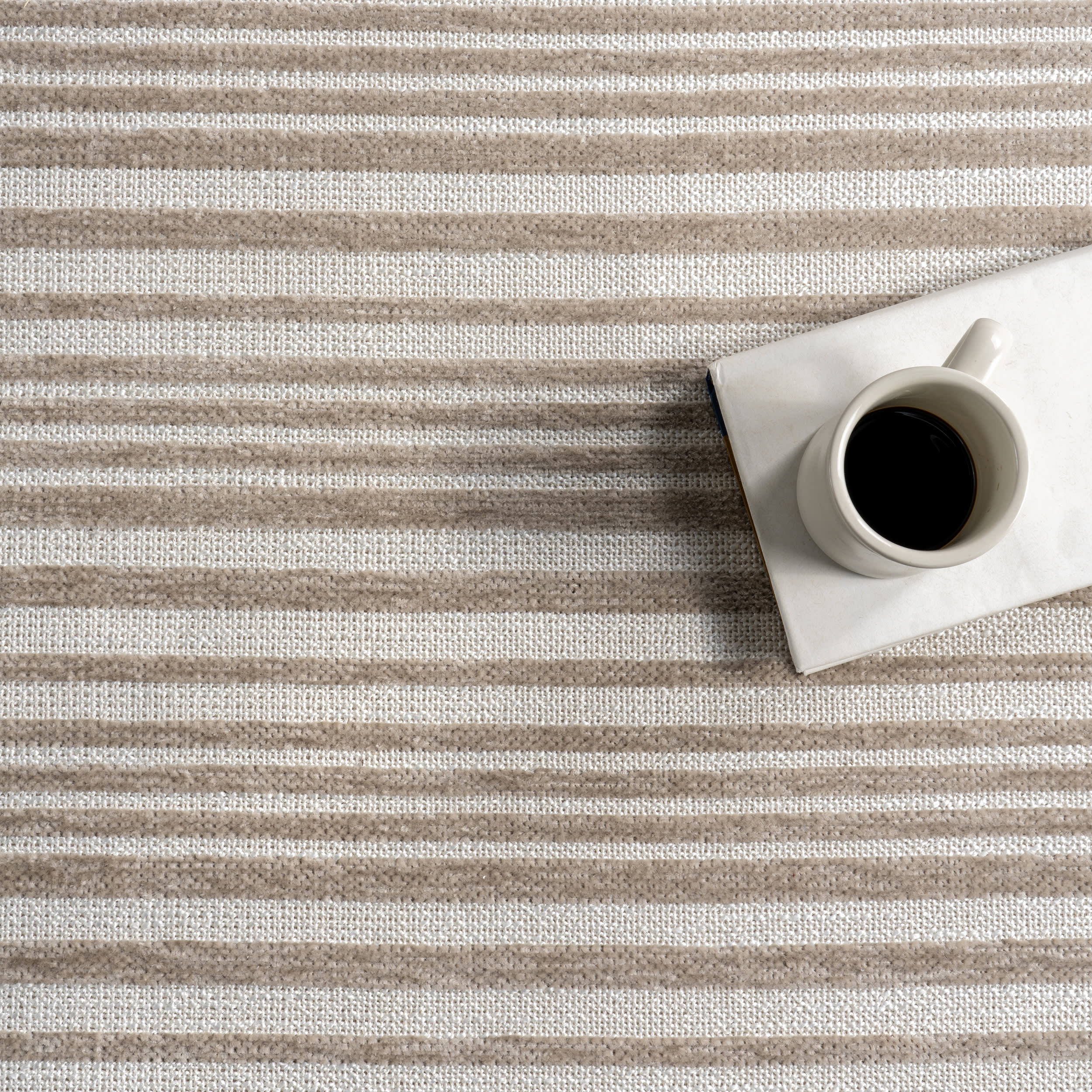 Melany Striped Reversible Washable Rug | Taupe - Image 9