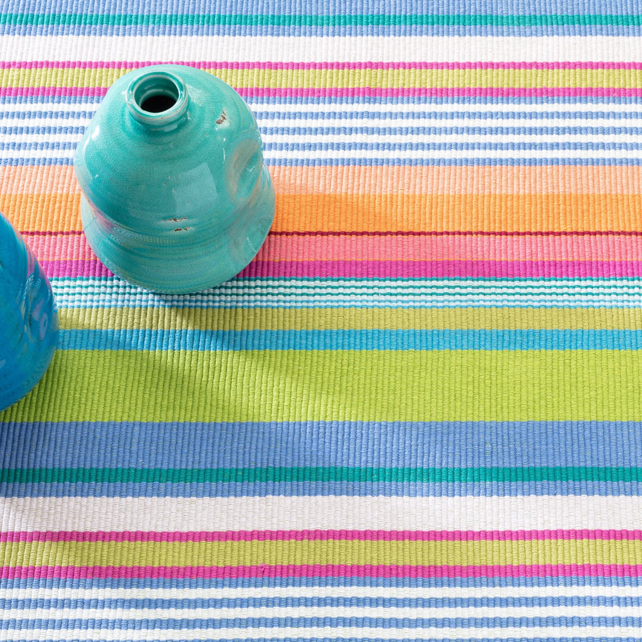Mellie Stripe Handwoven Cotton Rug | Multi - Image 3
