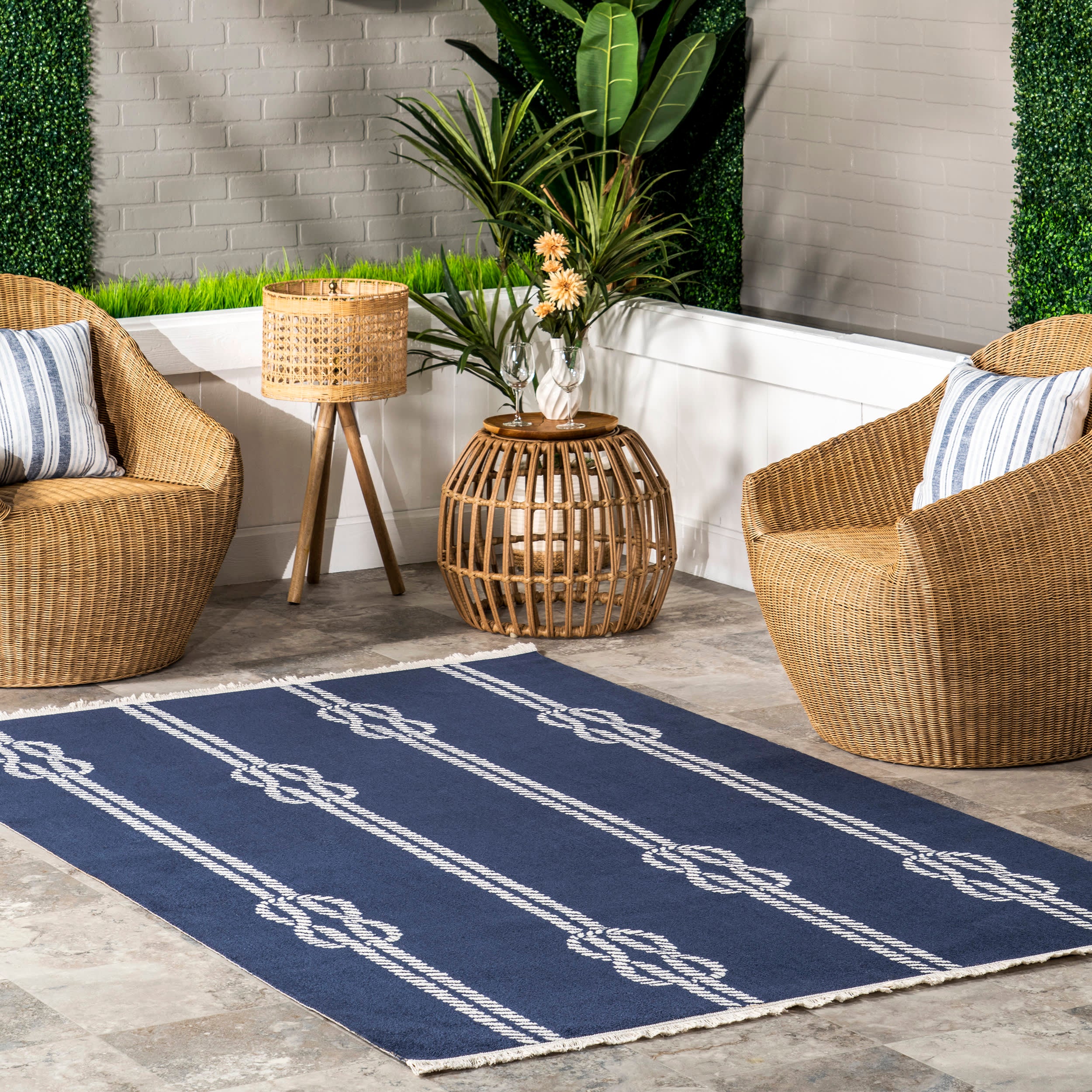 Melpomene Nautical Indoor/Outdoor Rug | Navy - Image 2