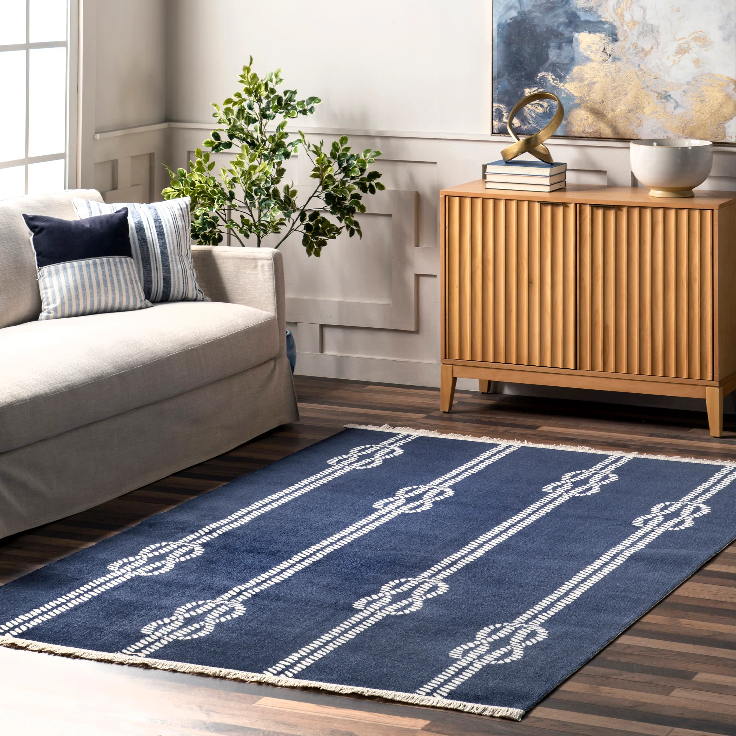 Melpomene Nautical Indoor/Outdoor Rug | Navy - Image 4