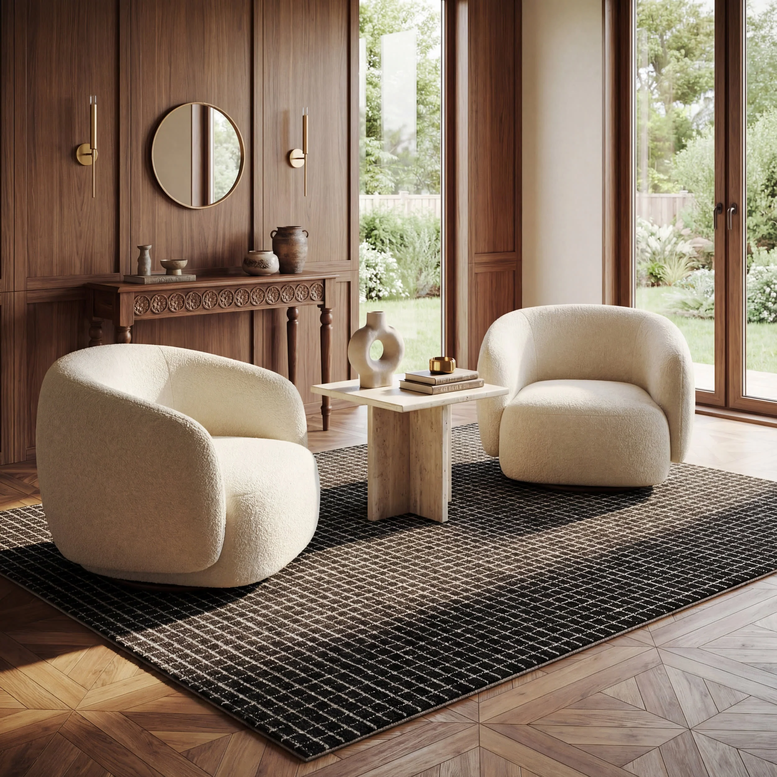 Melrose Checked Rug | Charcoal - Image 2