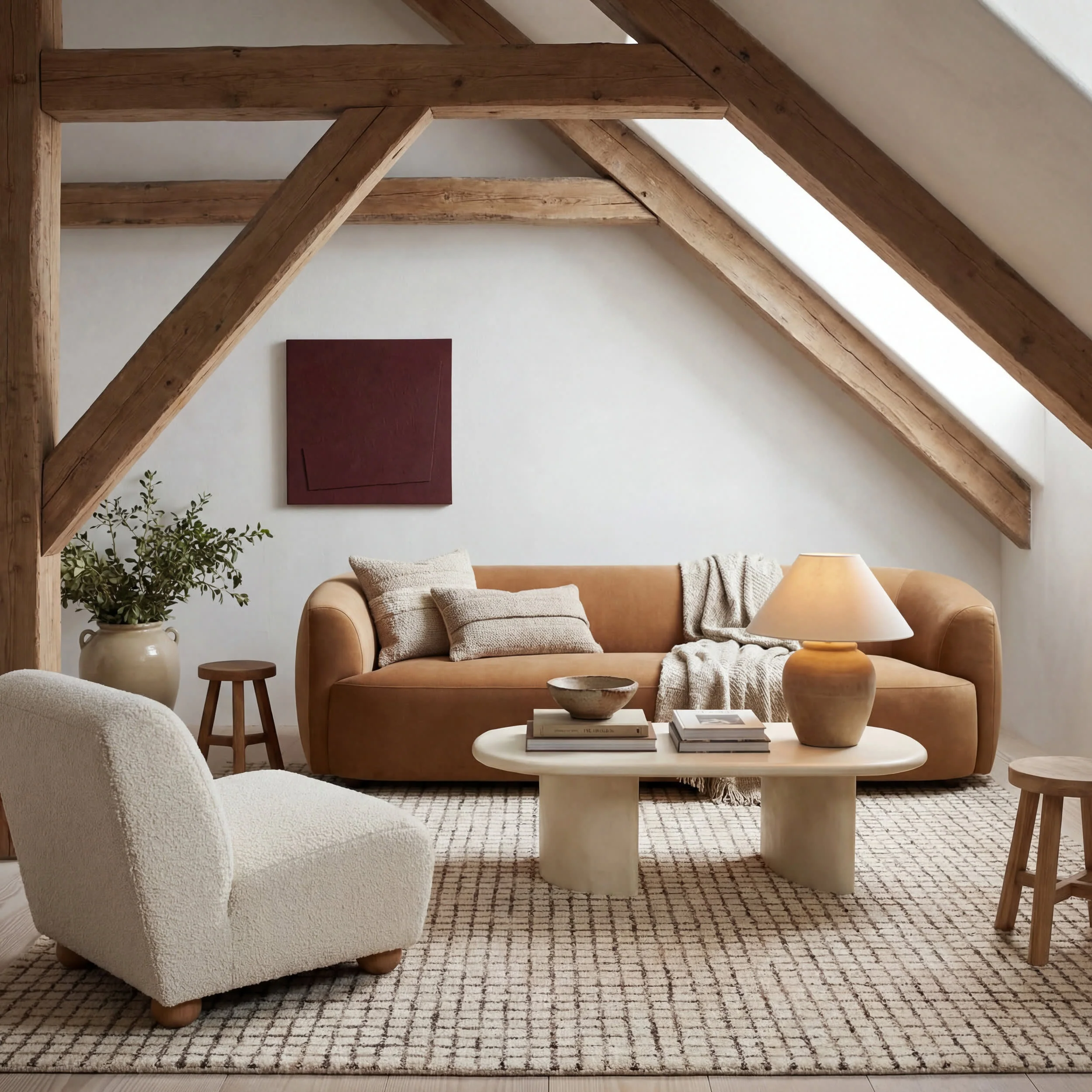 Melrose Checked Rug | Cream - Image 2