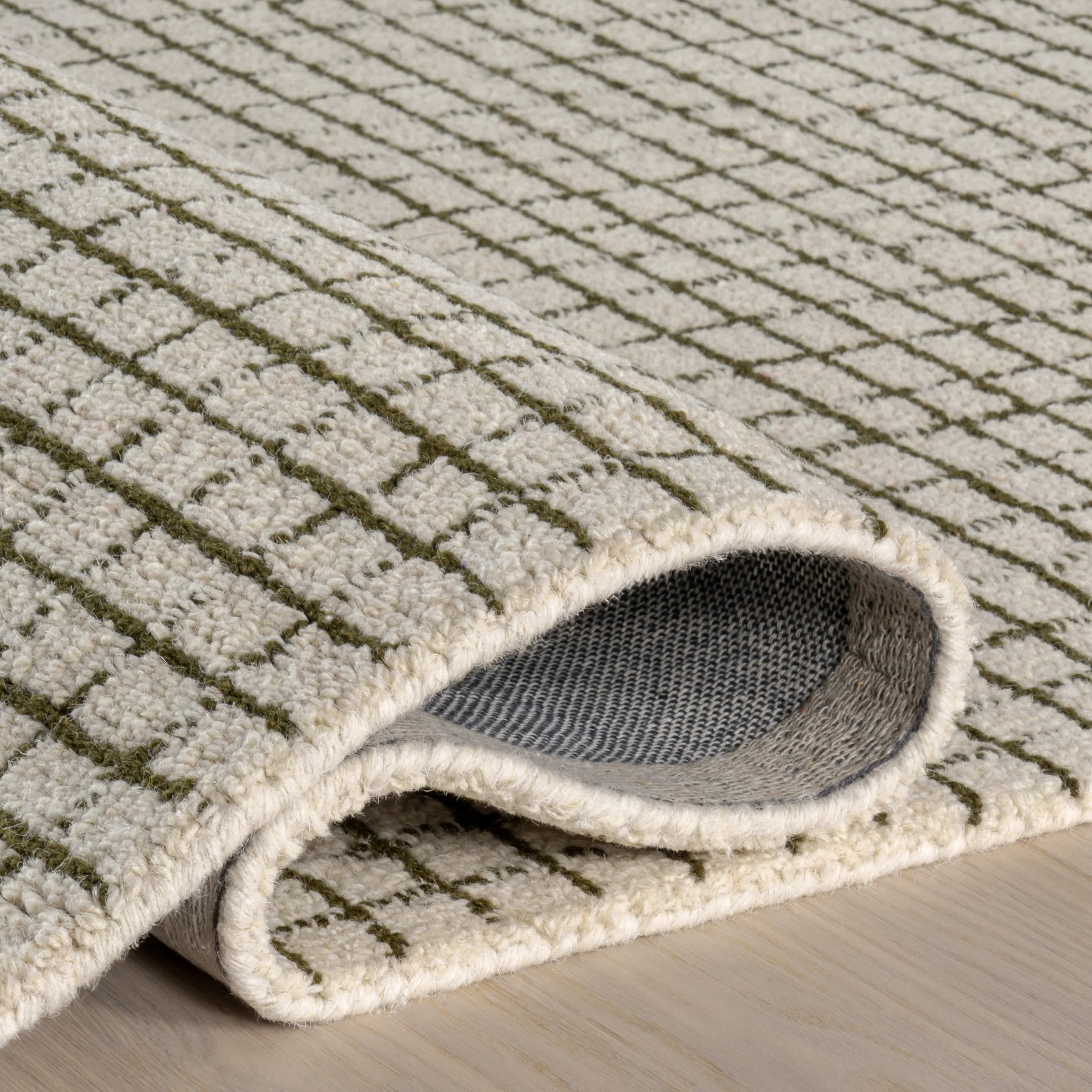 Melrose Checked Rug | Green - Image 11