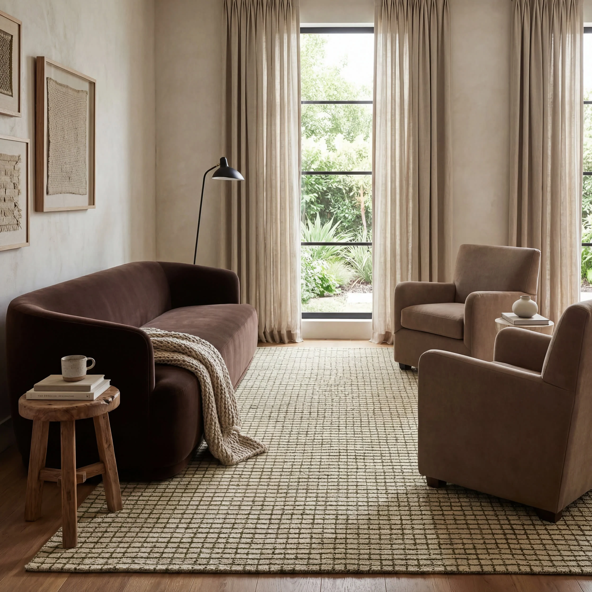 Melrose Checked Rug | Green - Image 2