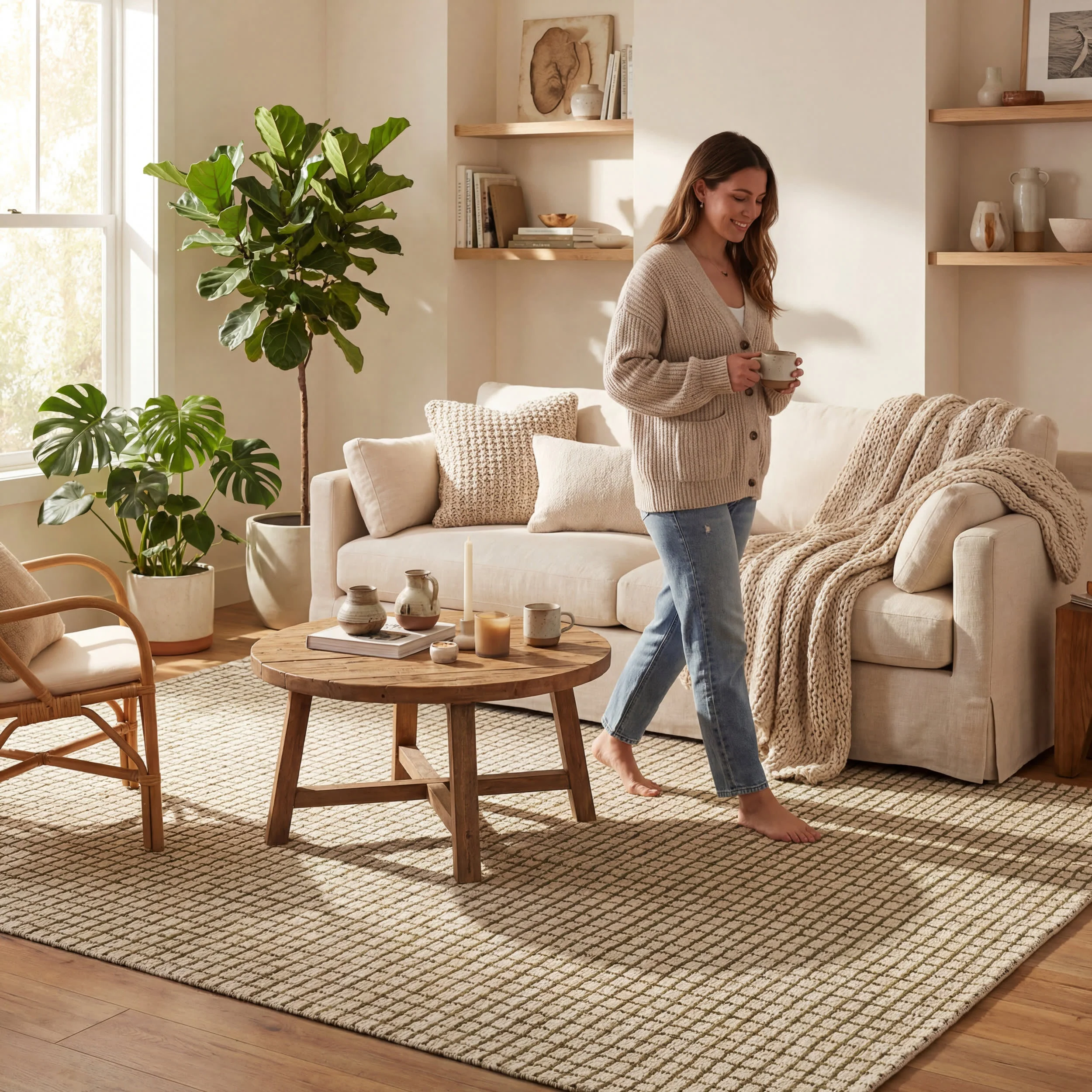 Melrose Checked Rug | Green - Image 9