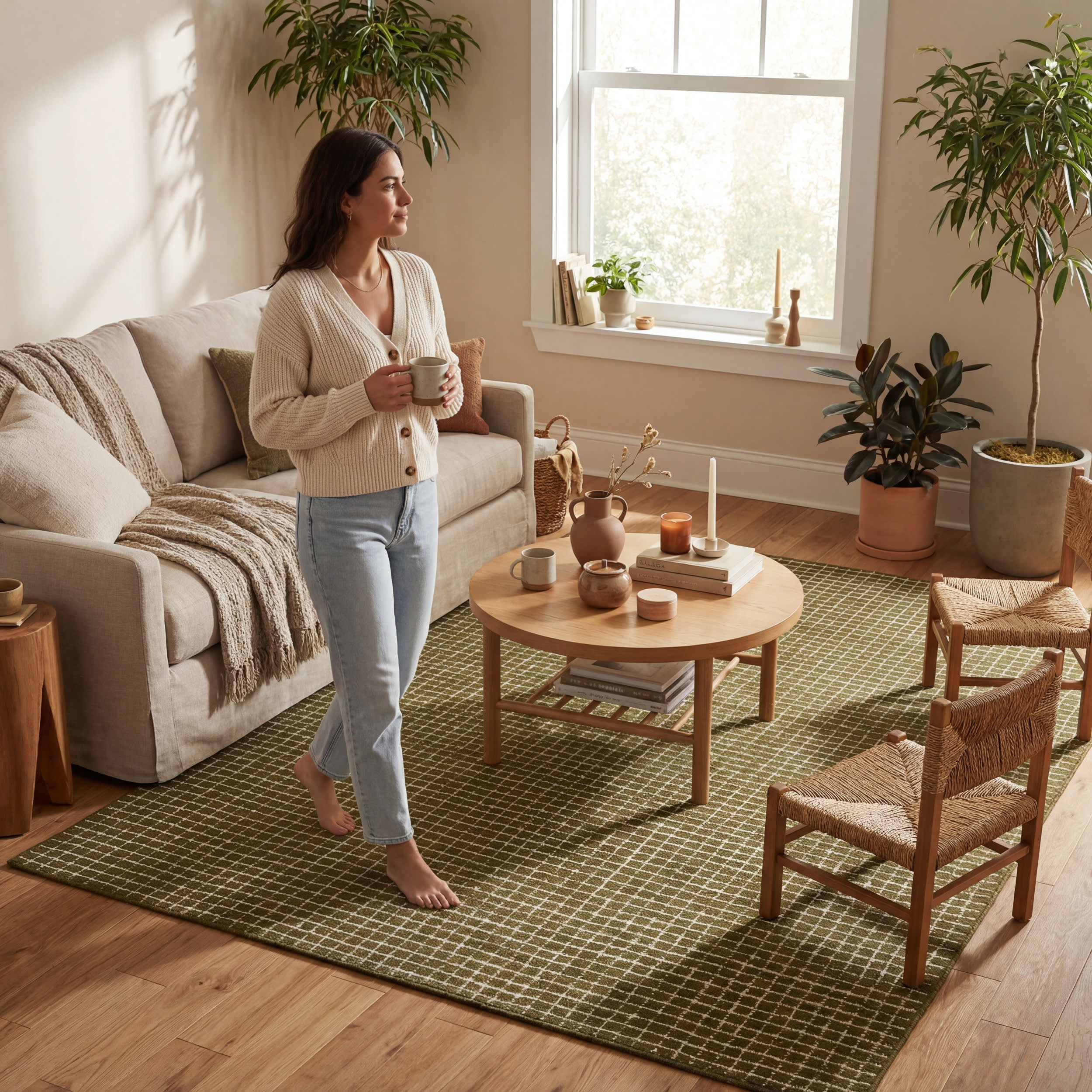 Melrose Checked Rug | Moss - Image 9
