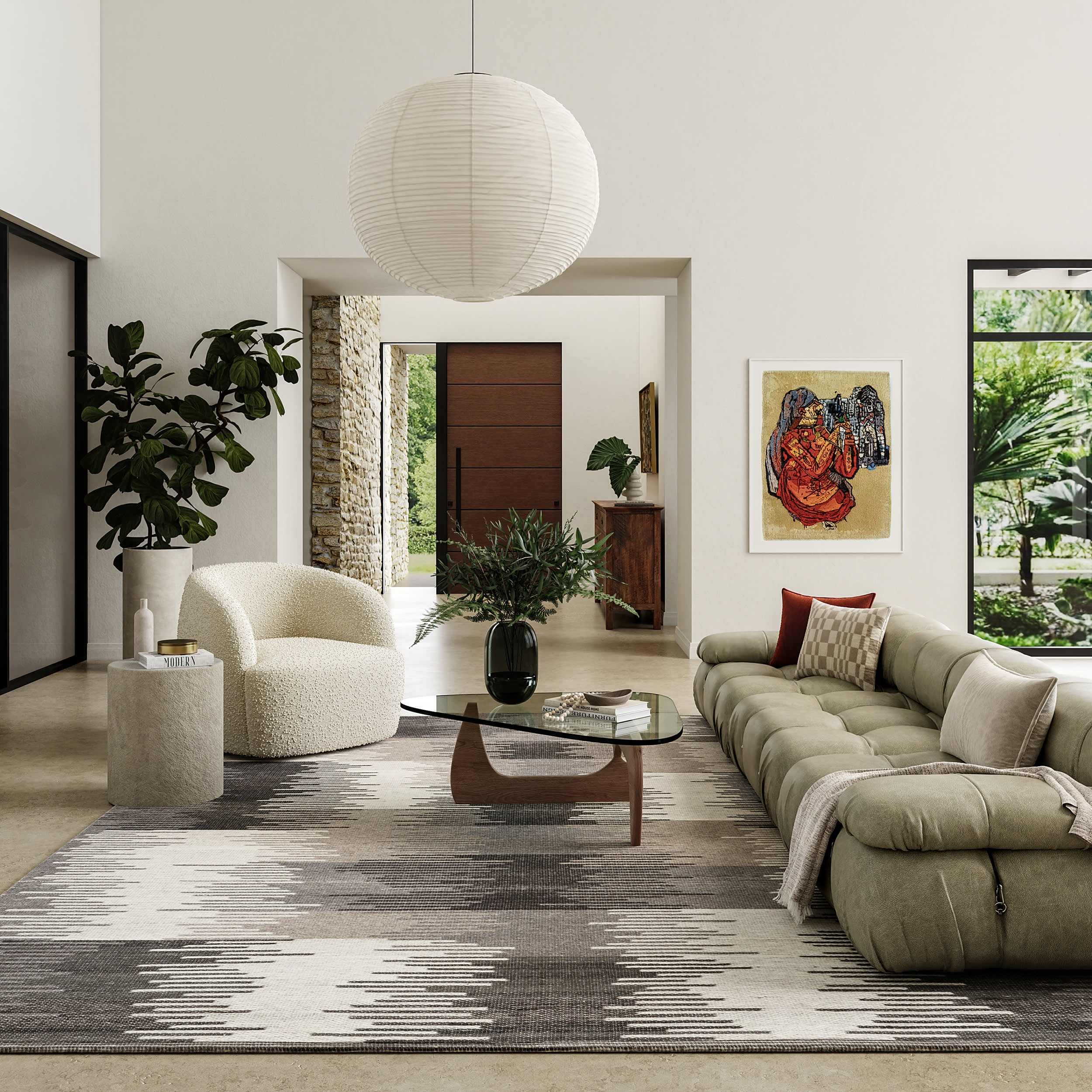 Memento Abstract Reversible Wool Rug | Charcoal - Image 2