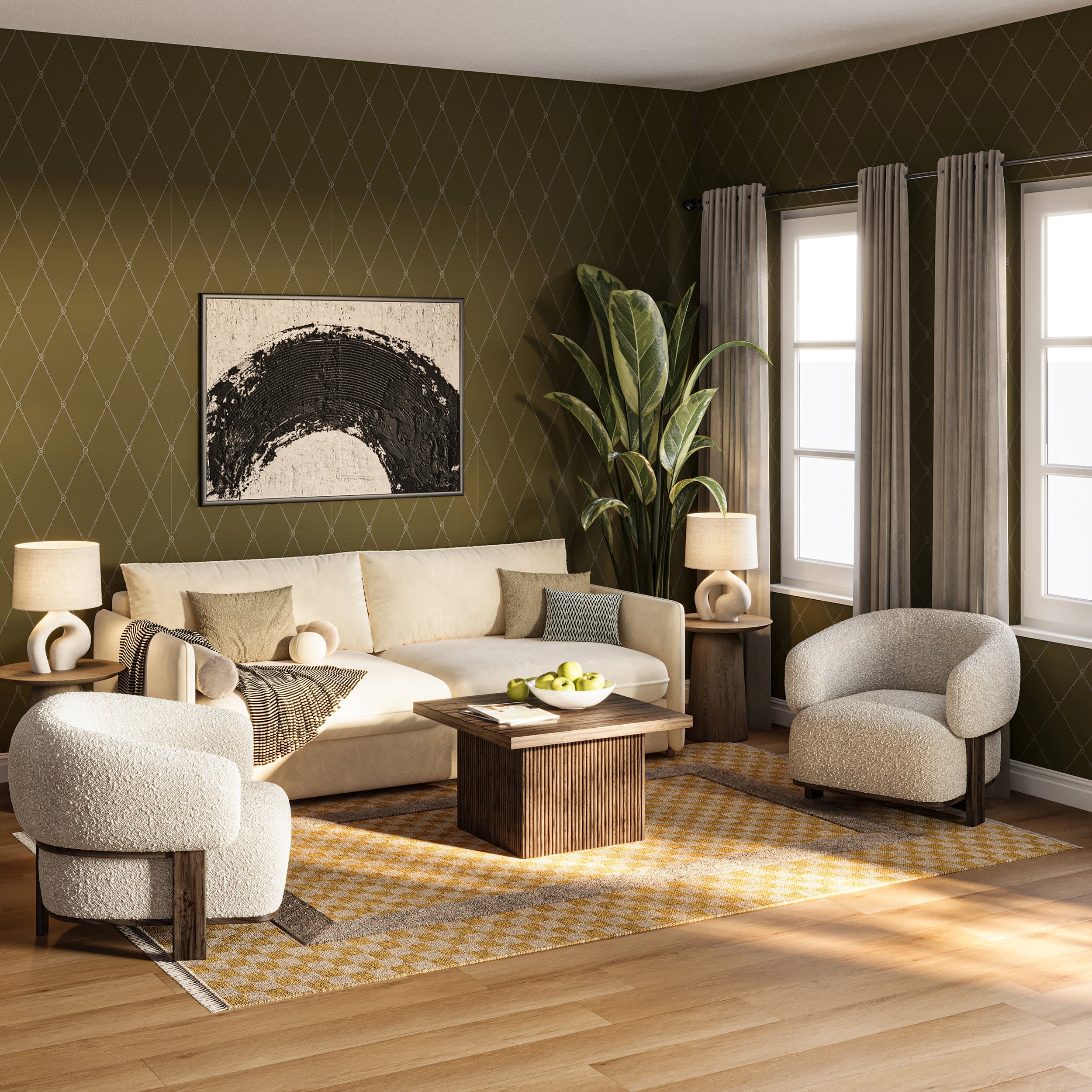 Memphis Modern Checkered Hand Woven Rug | Golden Yellow - Image 2