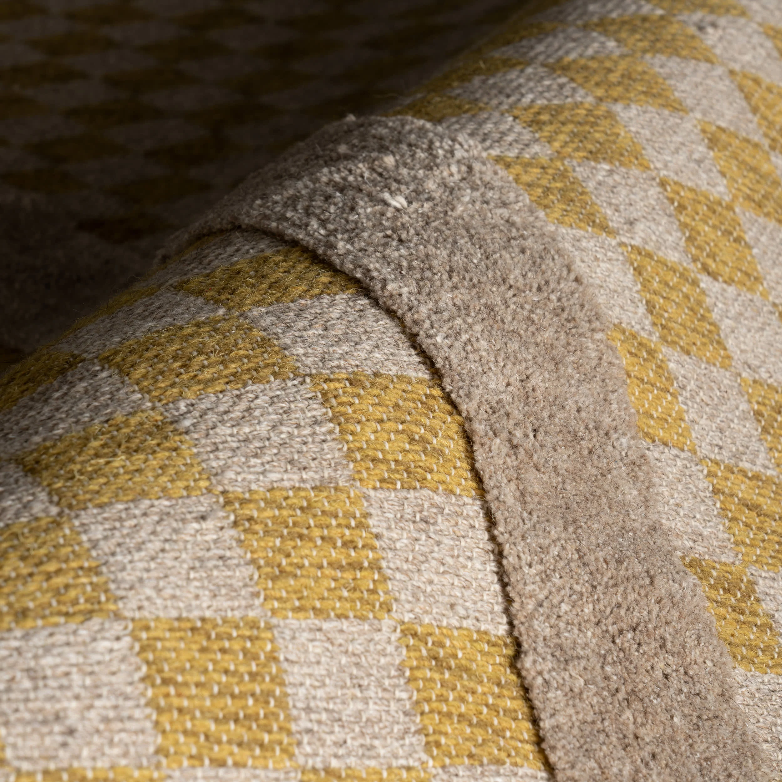 Memphis Modern Checkered Hand Woven Rug | Golden Yellow - Image 3