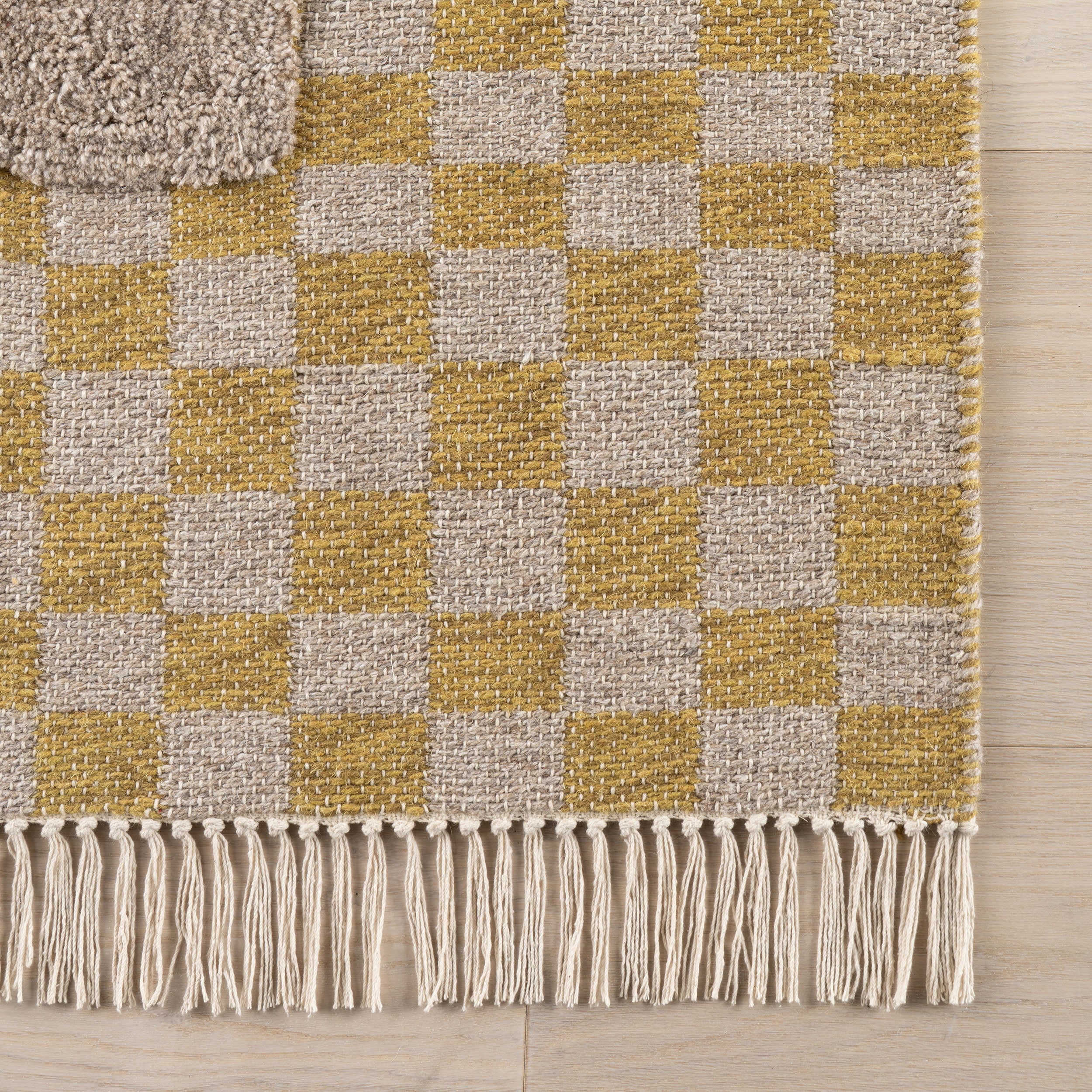 Memphis Modern Checkered Hand Woven Rug | Golden Yellow - Image 4