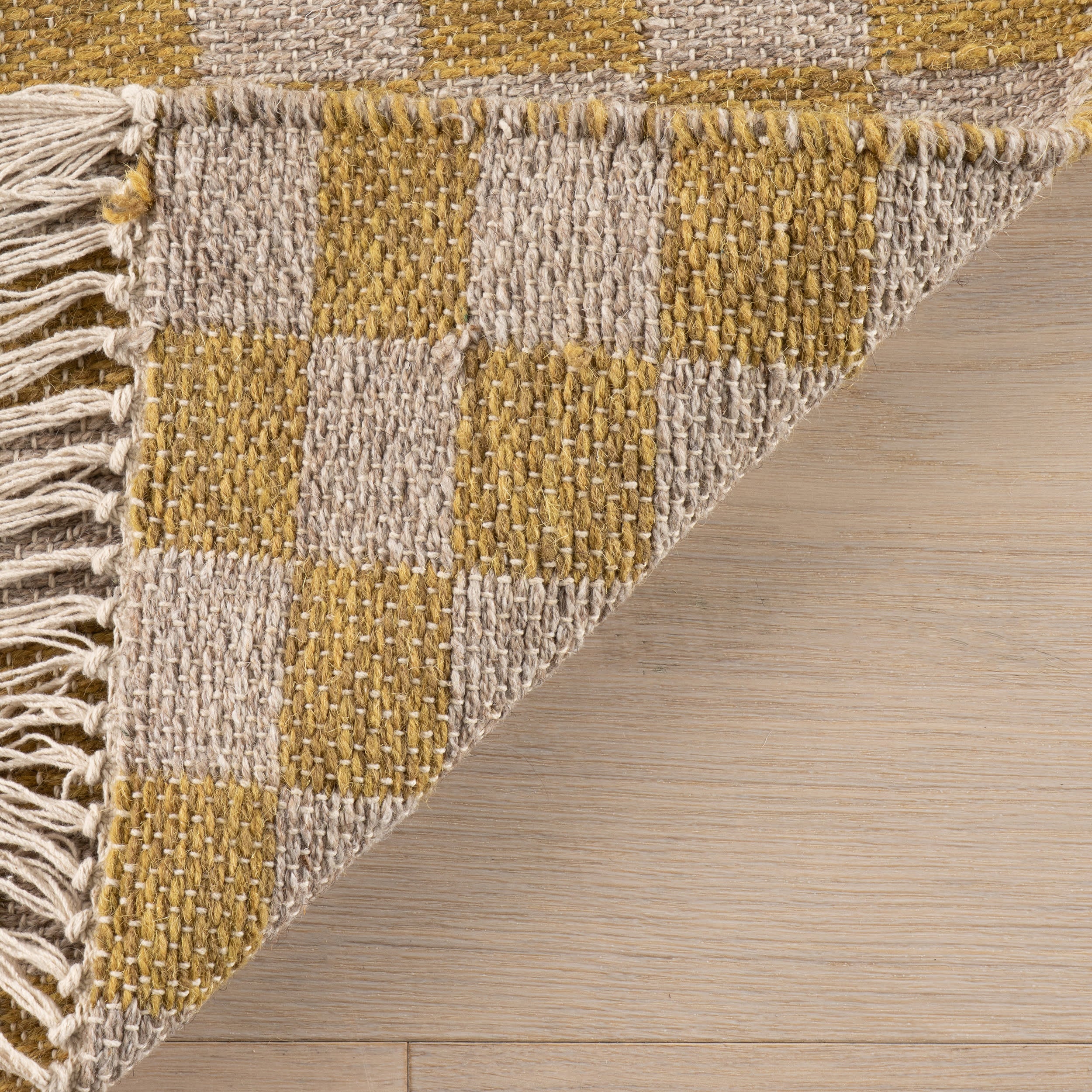 Memphis Modern Checkered Hand Woven Rug | Golden Yellow - Image 6