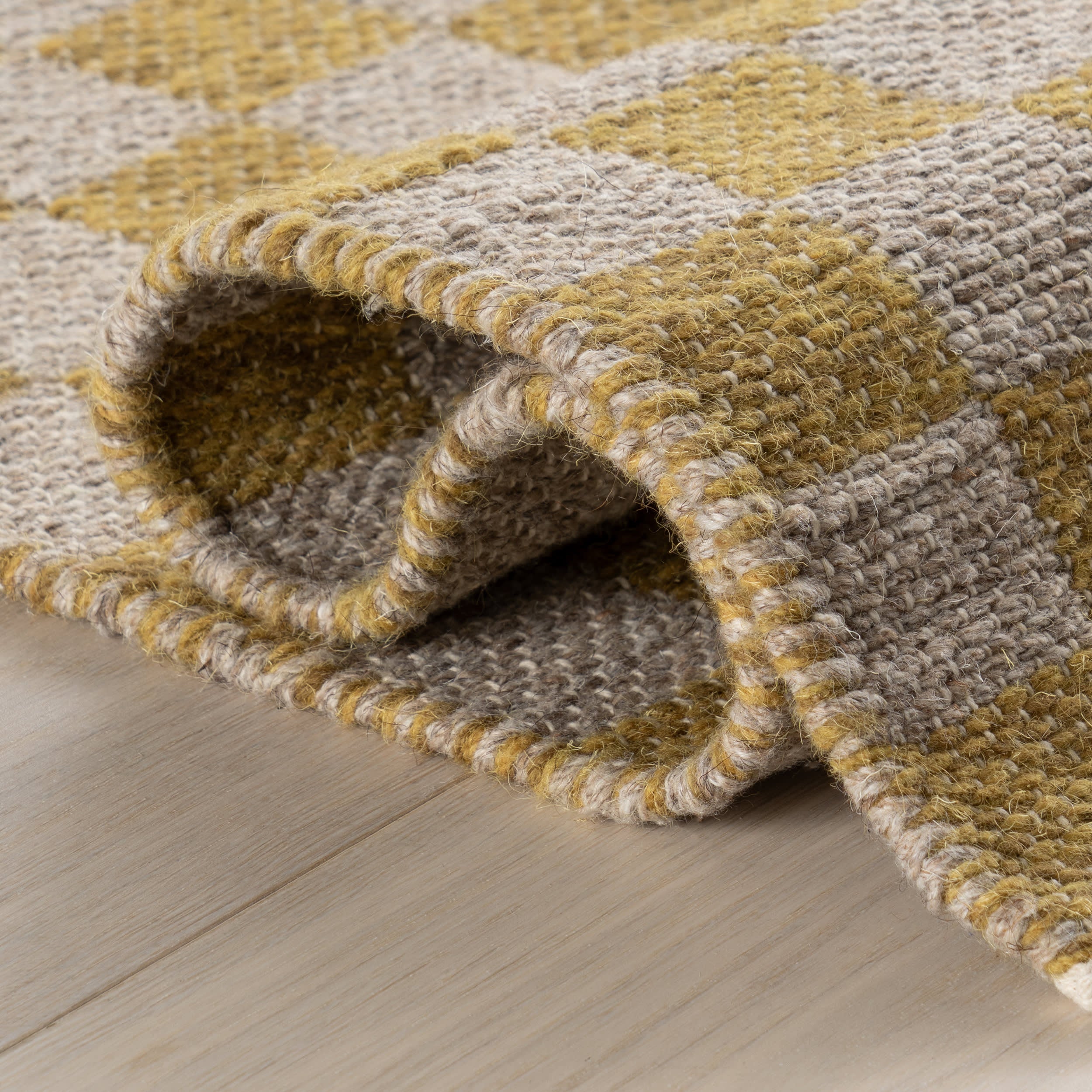 Memphis Modern Checkered Hand Woven Rug | Golden Yellow - Image 8