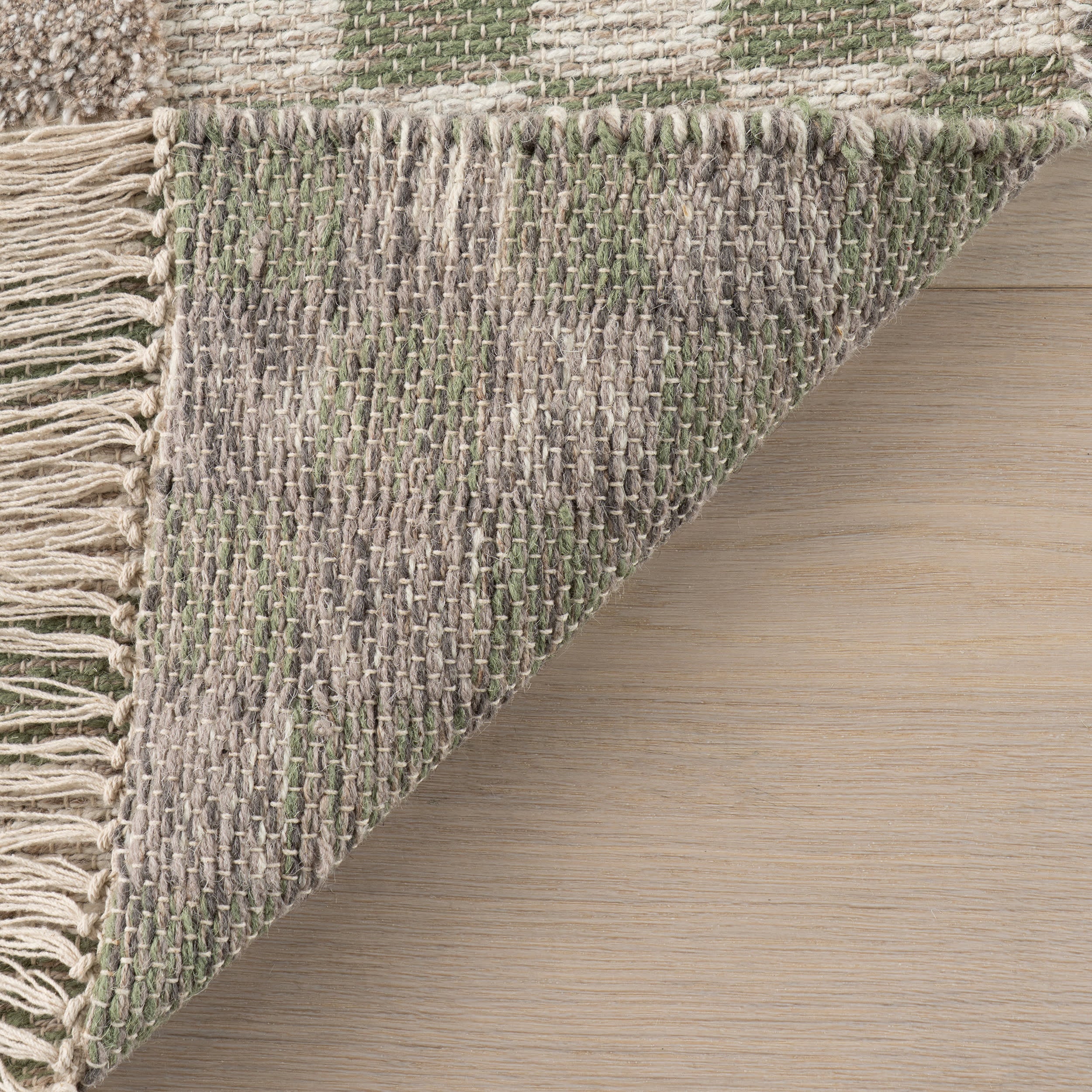 Memphis Modern Checkered Hand Woven Rug | Green/Grey - Image 6