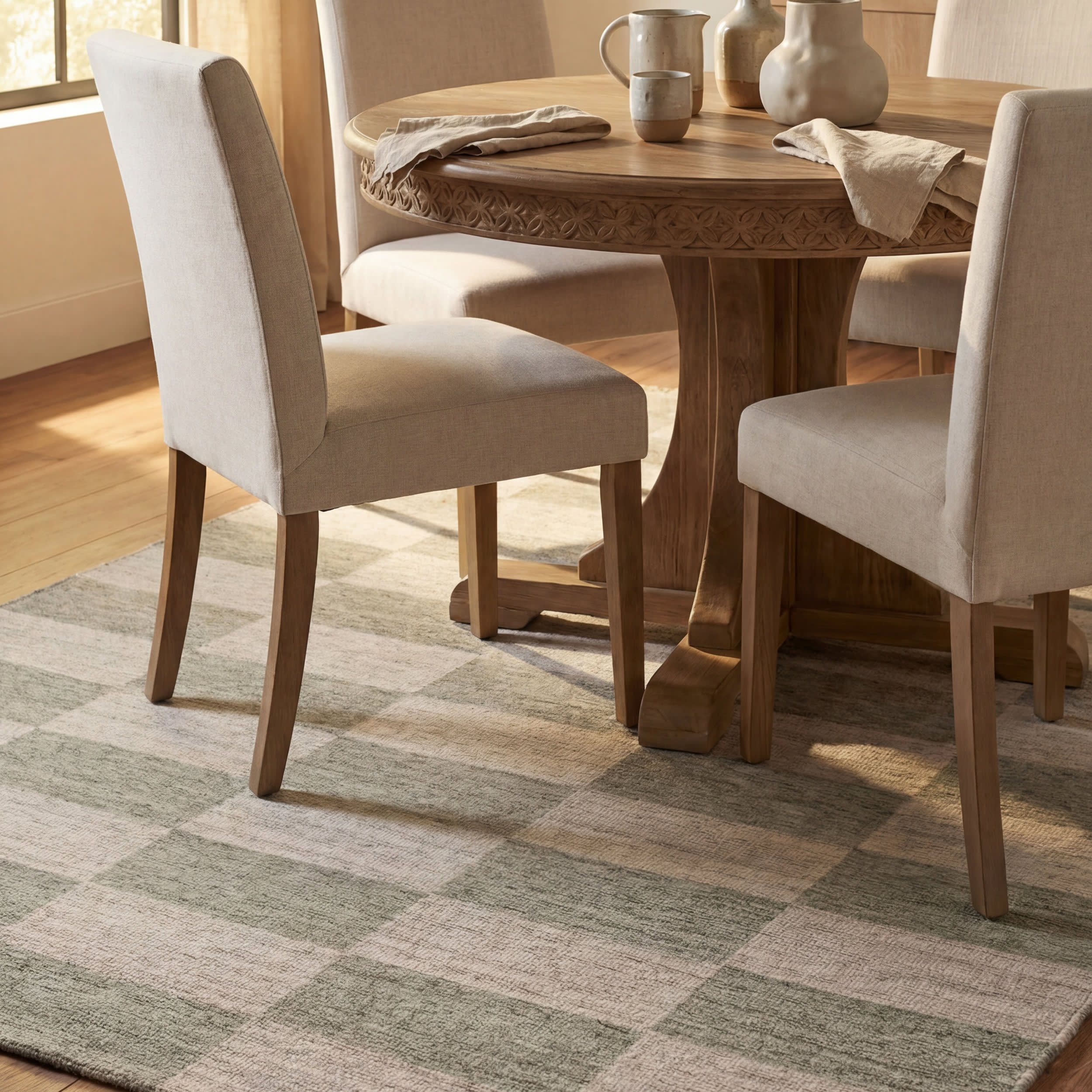 Mephira Checkered Washable Rug | Green - Image 7