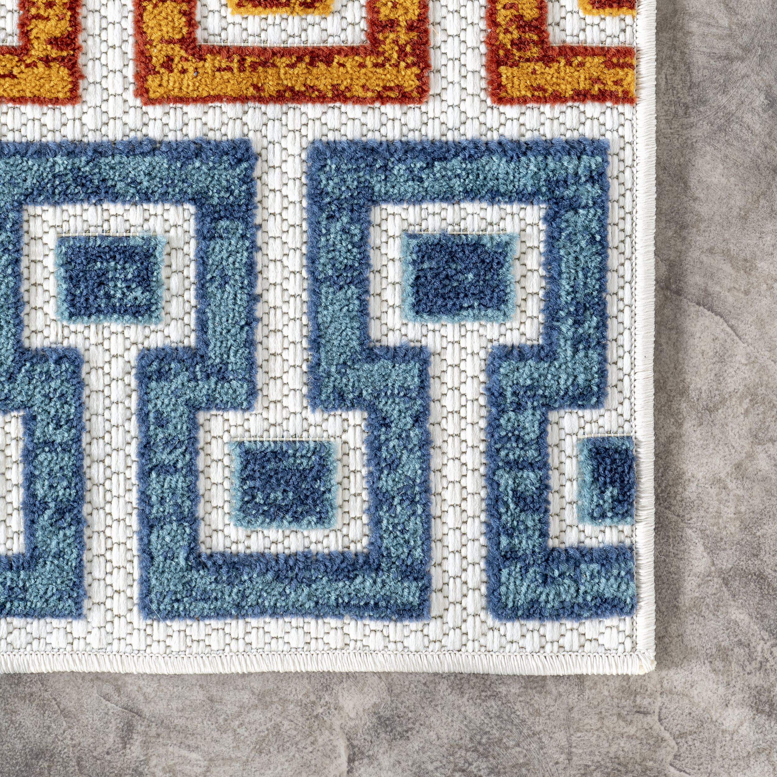 Mercer Banded Indoor/Outdoor Rug | Blue Multicolor - Image 3