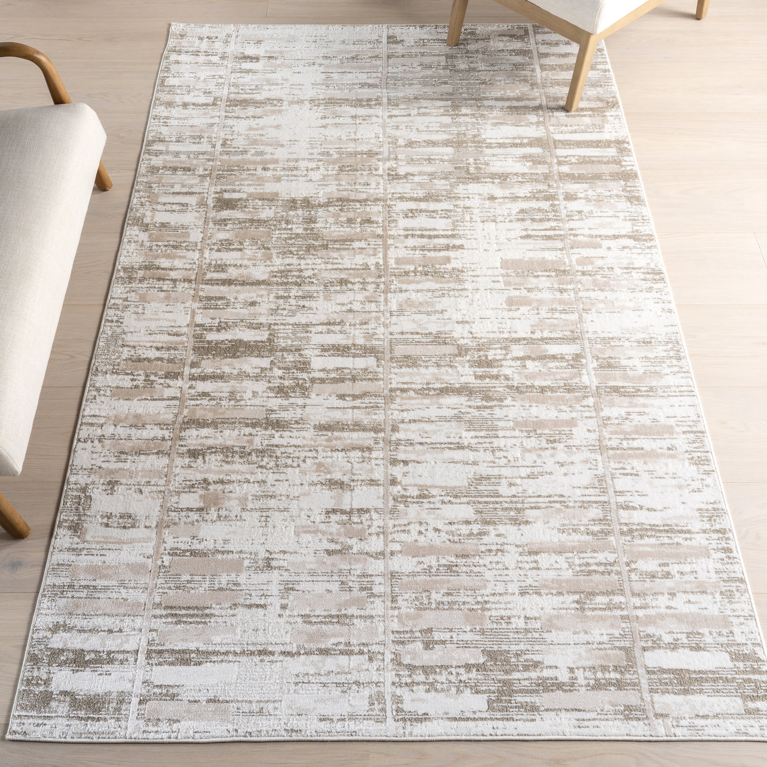 Mercy Geometric Washable Rug | Light Beige - Image 2