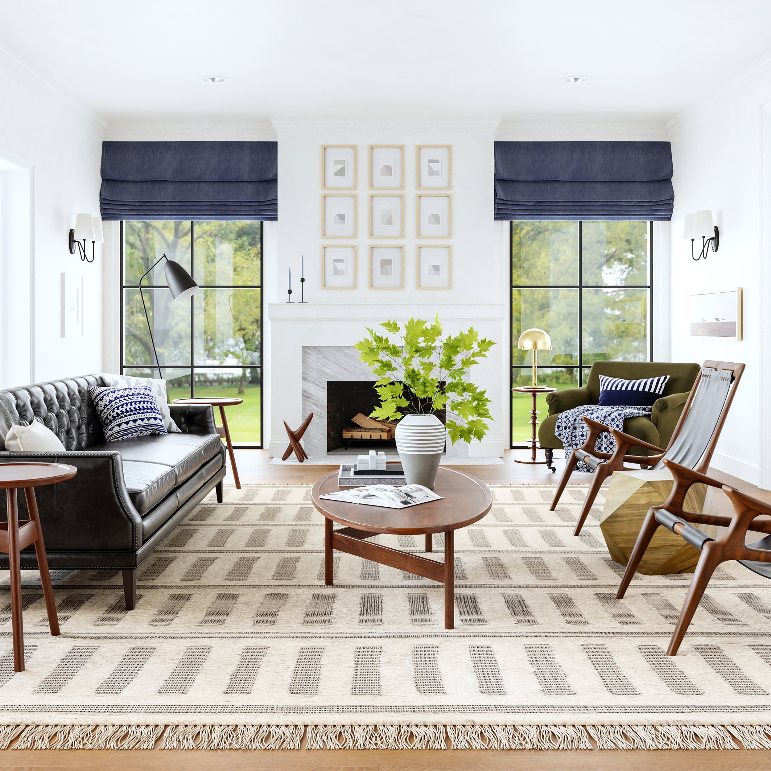 Merrick Tasseled Cotton Rug | Blue - Image 2