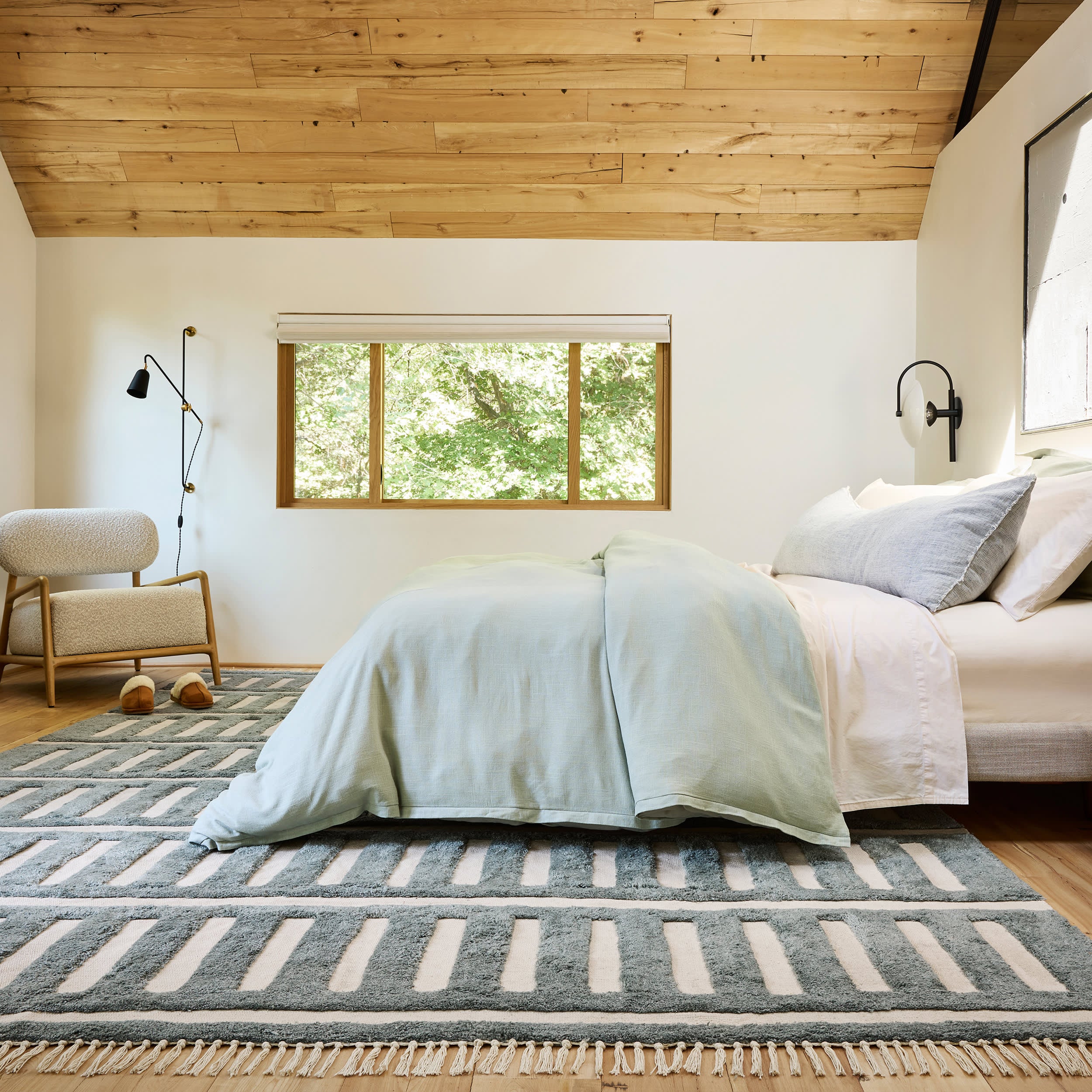 Merrick Tasseled Cotton Rug | Teal - Image 2