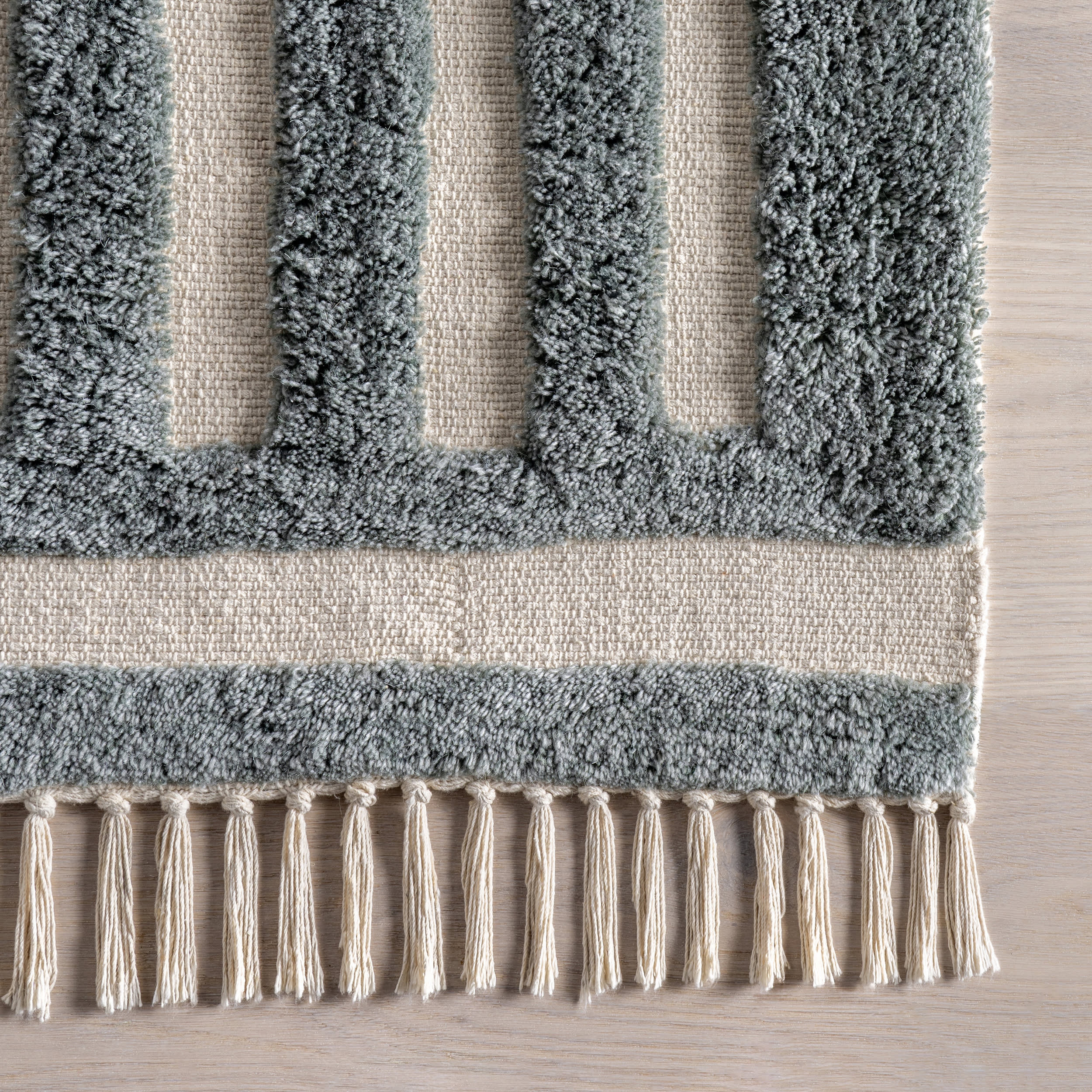 Merrick Tasseled Cotton Rug | Teal - Image 4