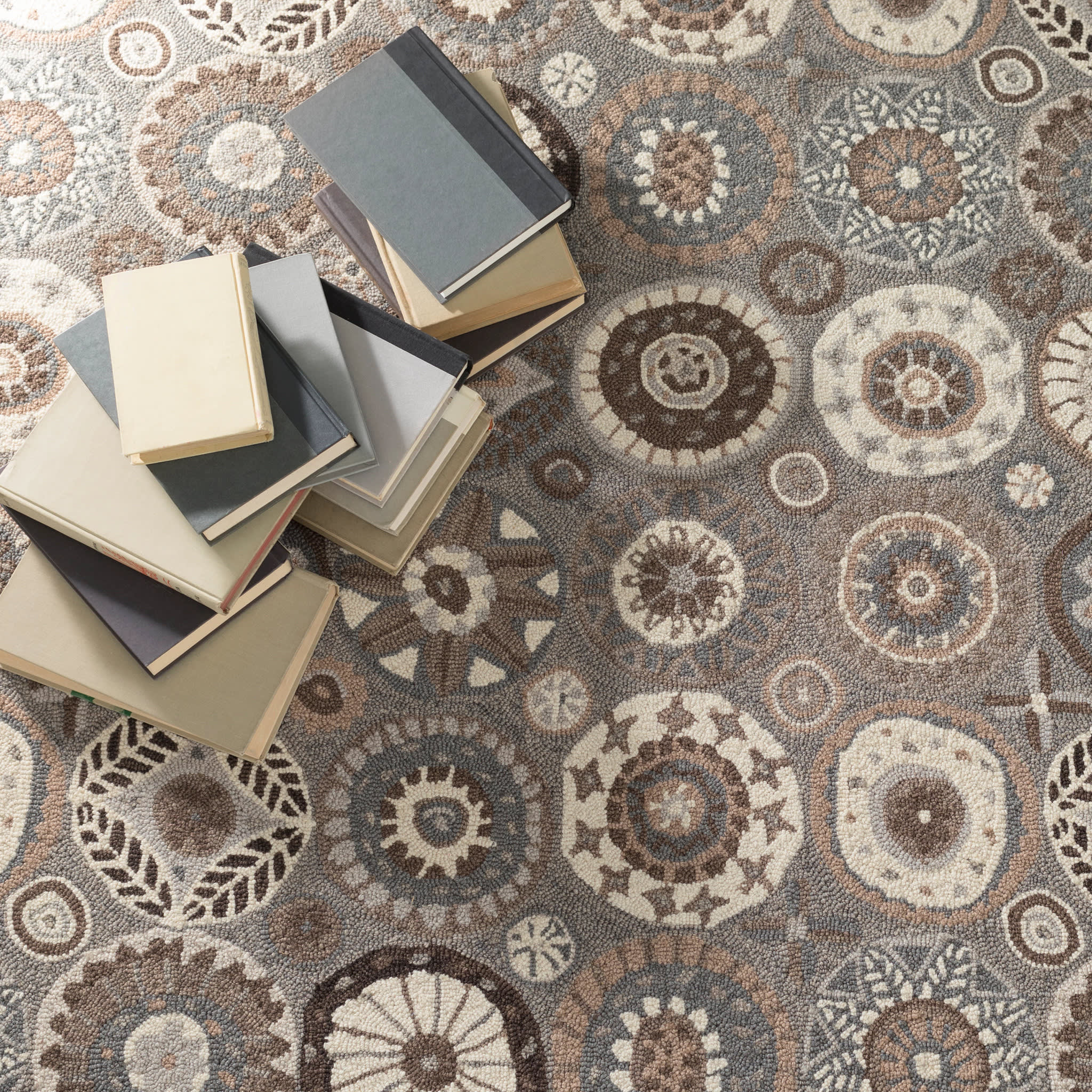 Merry Go Round Hand Micro Hooked Wool Rug | Neutral - Image 2