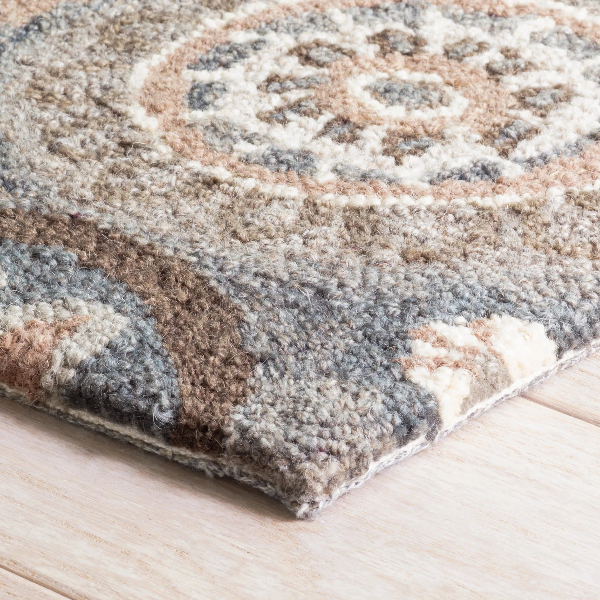 Merry Go Round Hand Micro Hooked Wool Rug | Neutral - Image 3