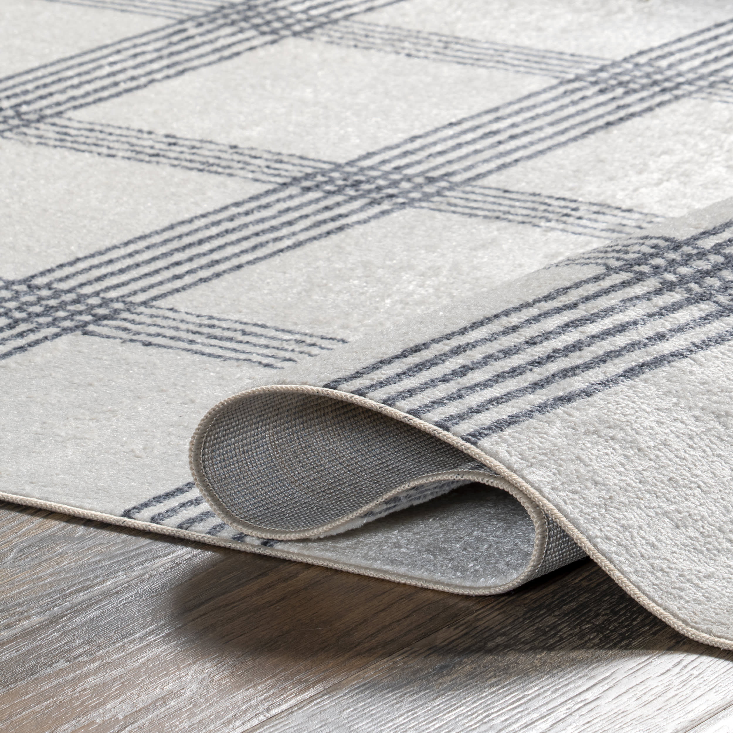 Meryl Washable Plaid Rug | Light Grey - Image 8