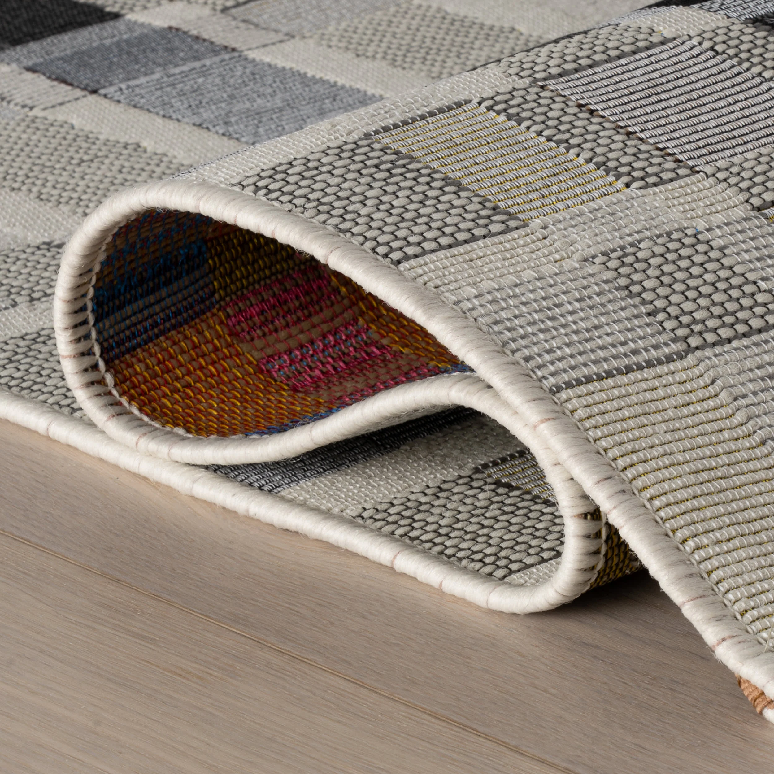 Mesael Modern Plaid Indoor/Outdoor Rug | Blue - Image 3