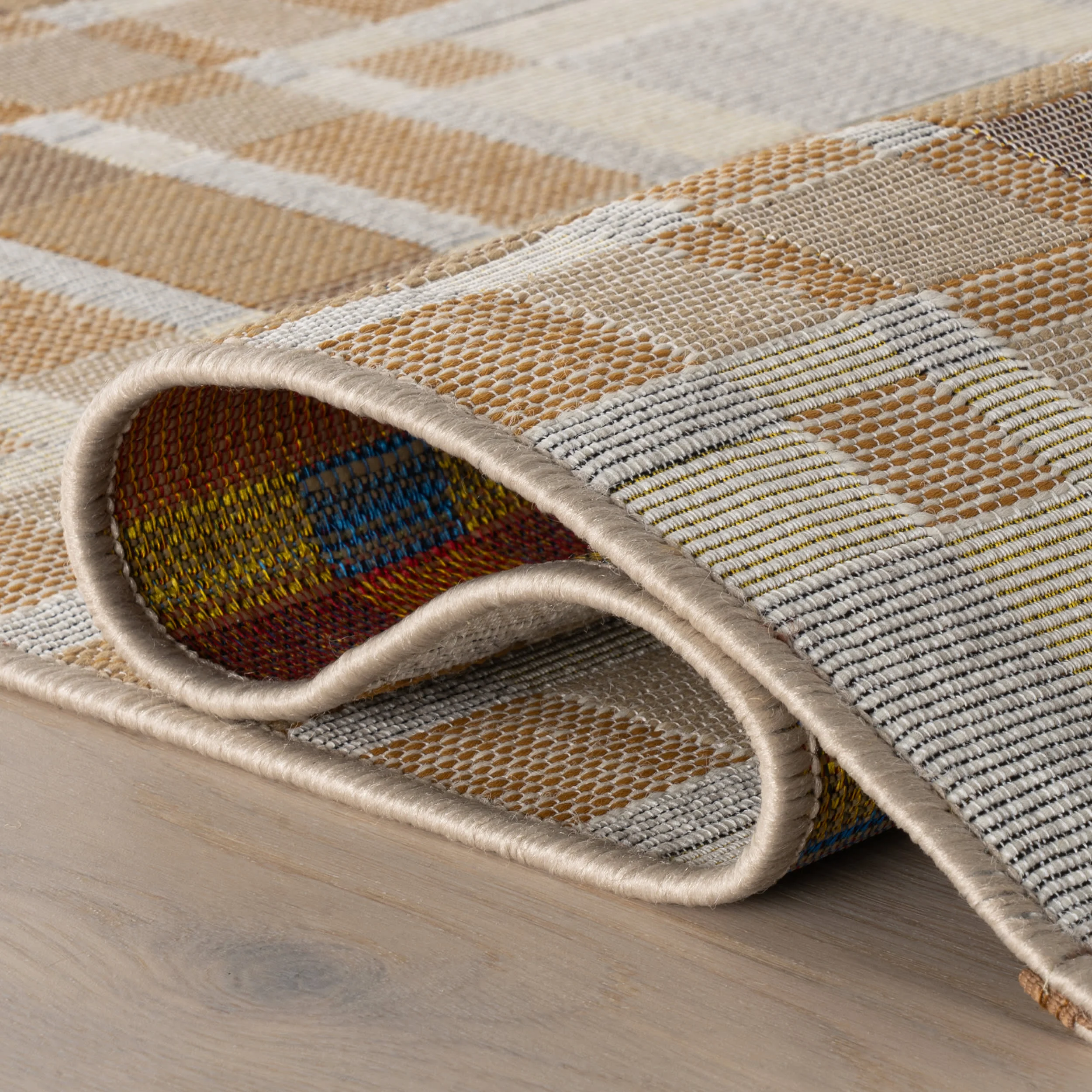 Mesael Modern Plaid Indoor/Outdoor Rug | Tan - Image 3