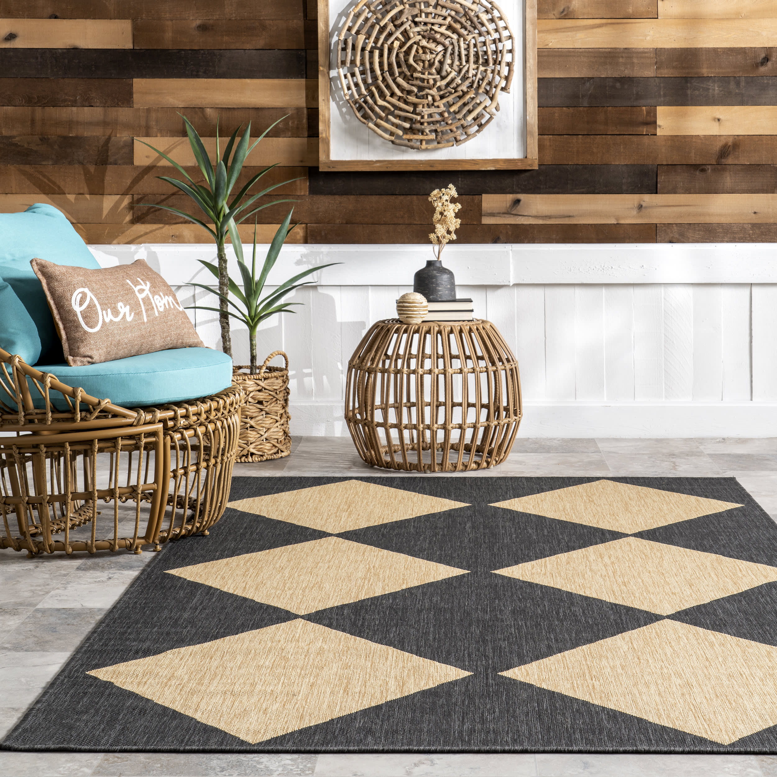 Meyari Indoor/Outdoor Checkered Rug | Dark Grey - Image 4
