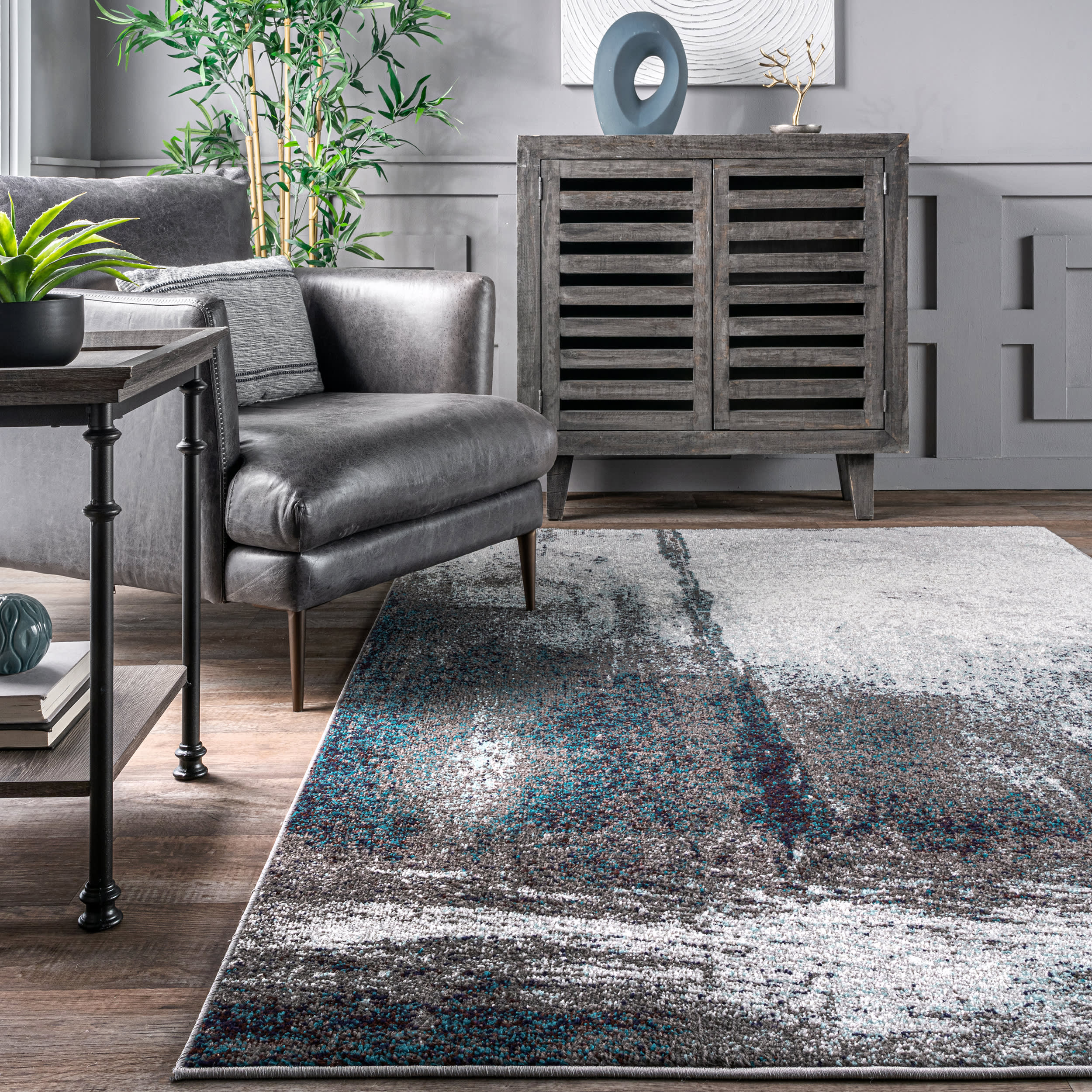 Midnight Fog Abstract Rug | Grey - Image 4