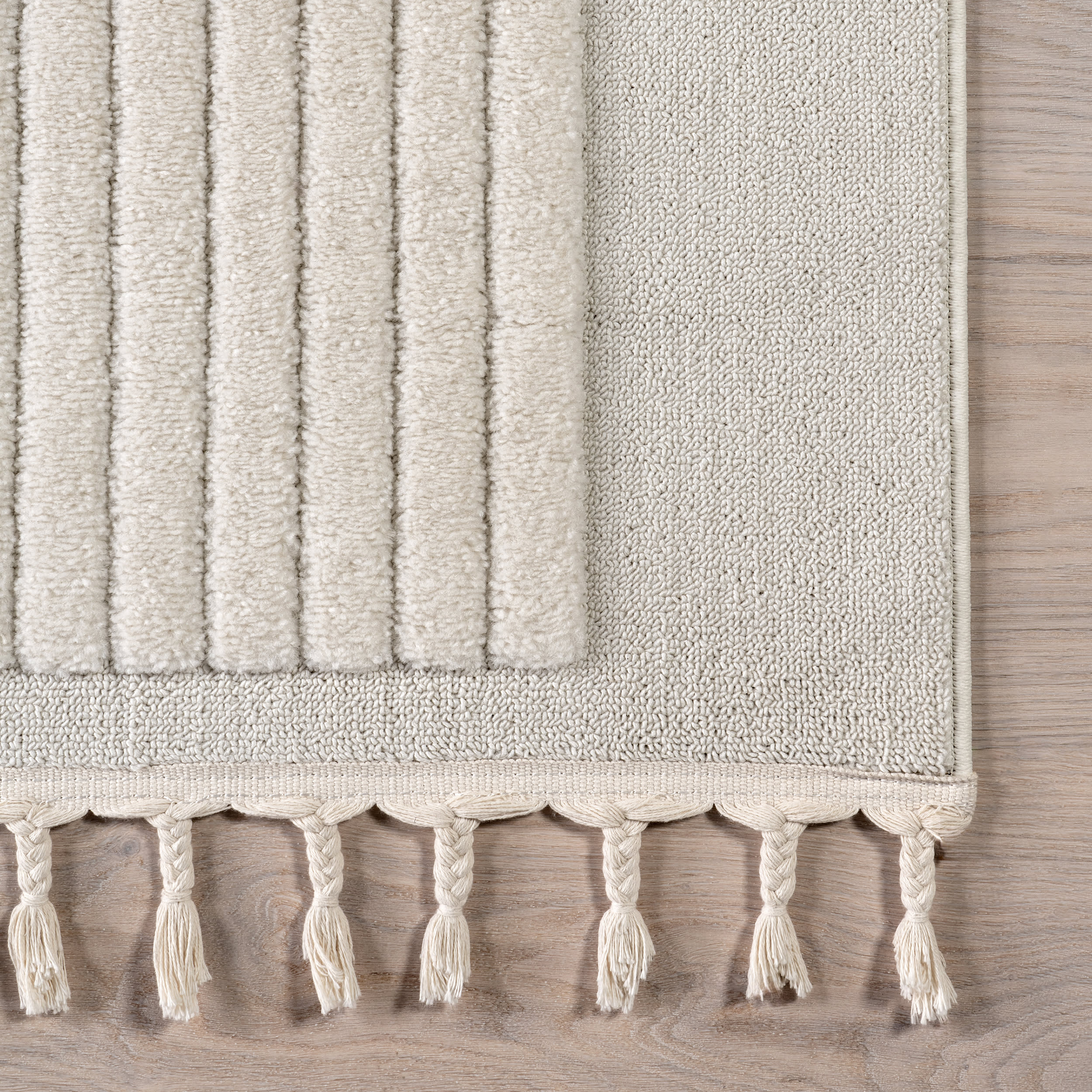 Mika Geometric Arc Tasseled Rug | Off White - Image 3