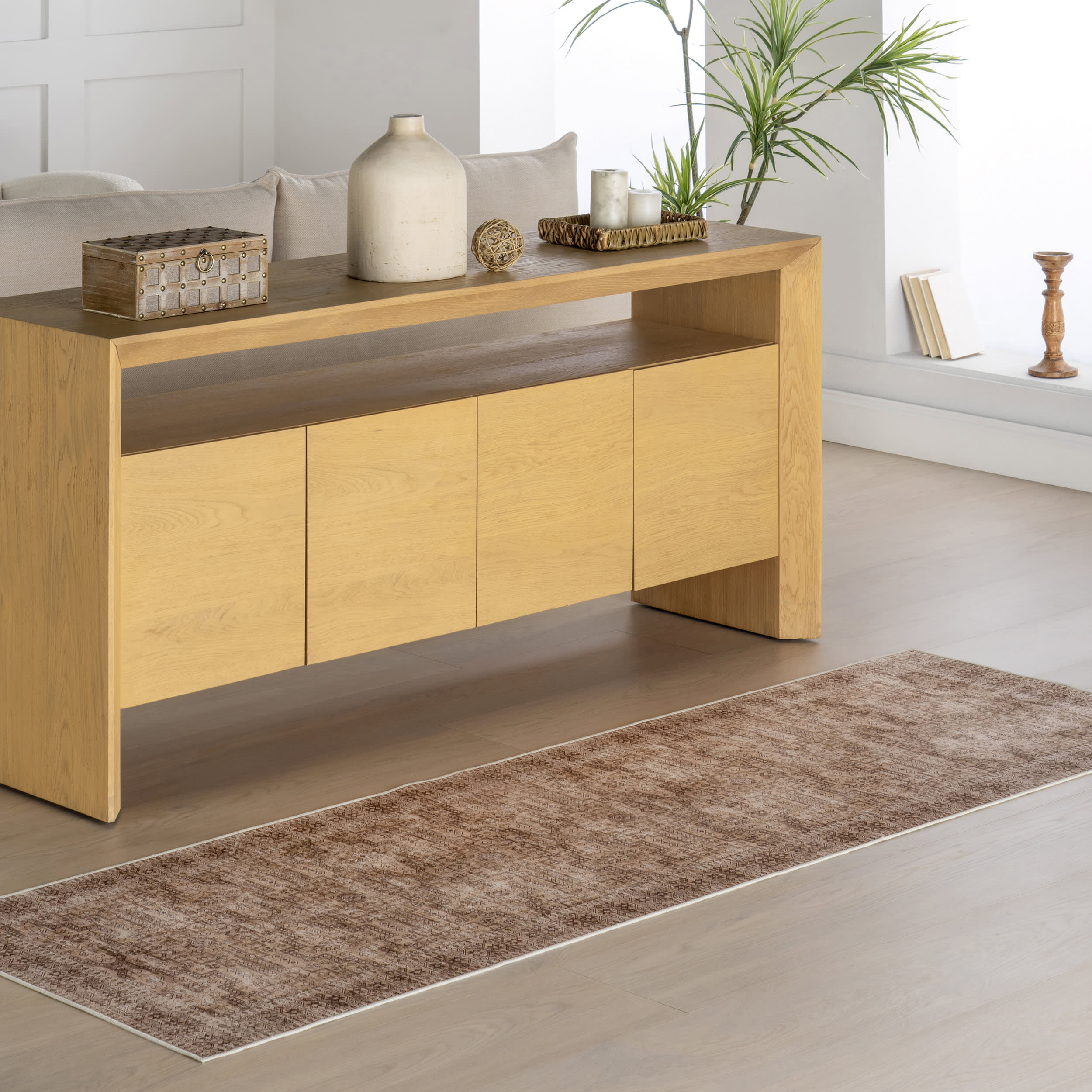 Milani Botanical Spill Proof Washable Rug | Beige - Image 2
